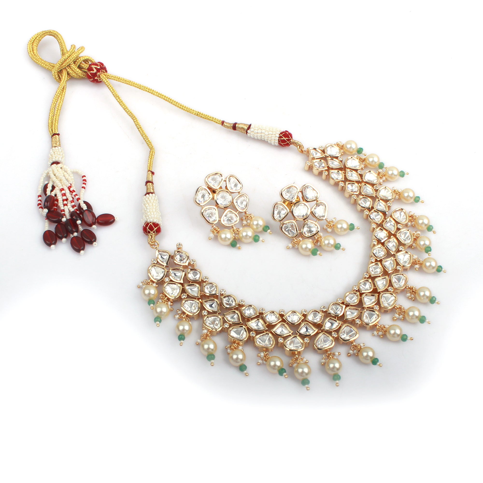 Sanjana Green Polki Designer Necklace Set