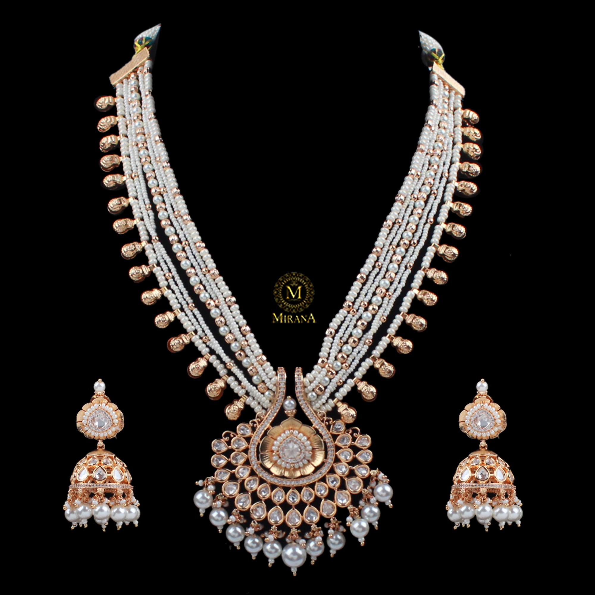 Ishvi Pearl Polki Designer Necklace Set