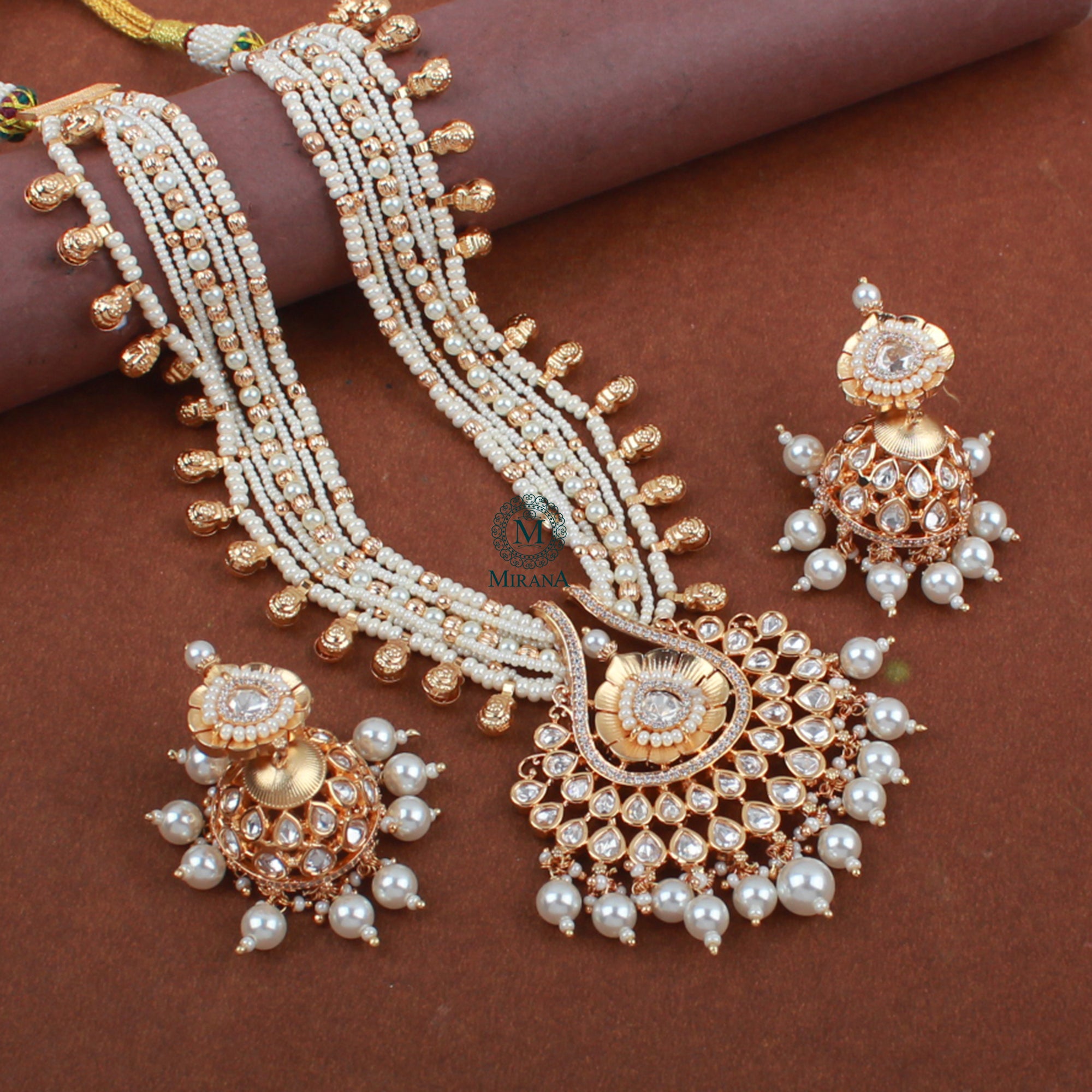 Ishvi Pearl Polki Designer Necklace Set