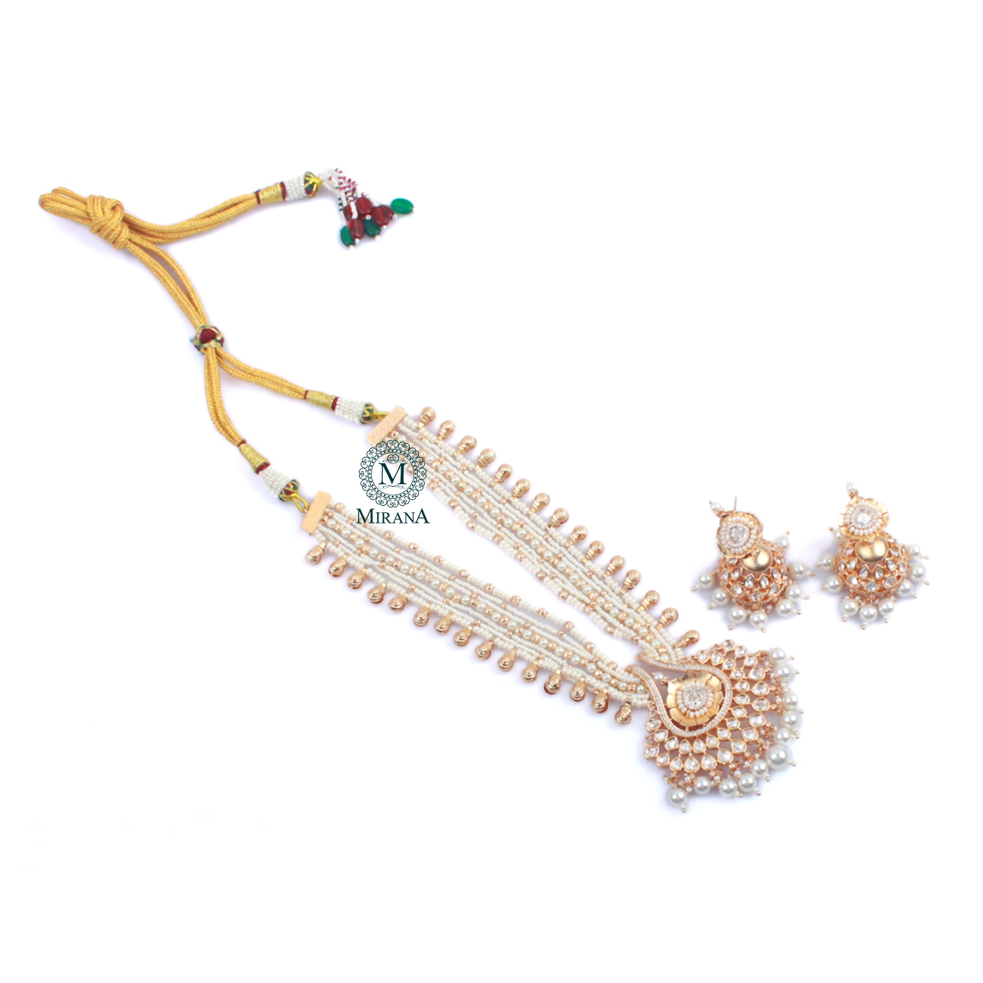 Ishvi Pearl Polki Designer Necklace Set