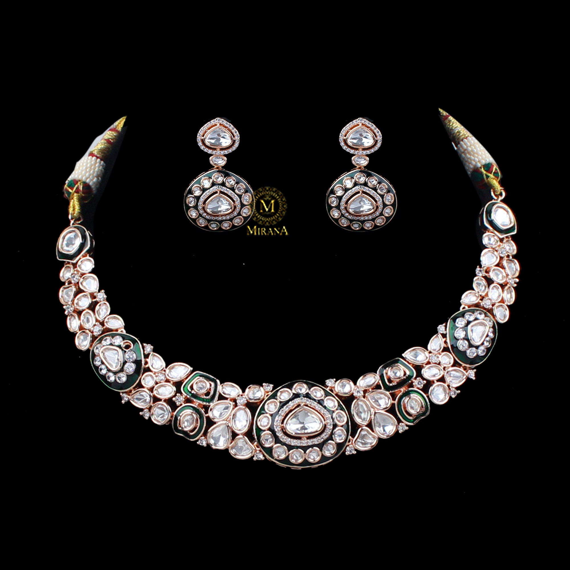 Vritika Emerald Green Polki Necklace Set