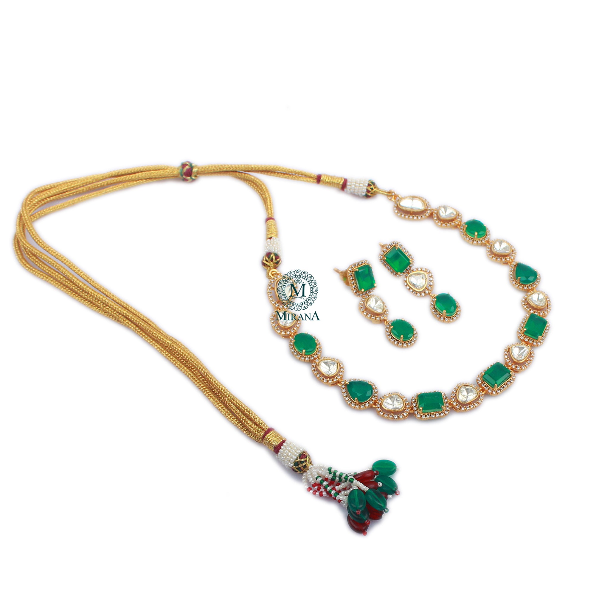 Worisha Emerald Green Moissanite Necklace Set