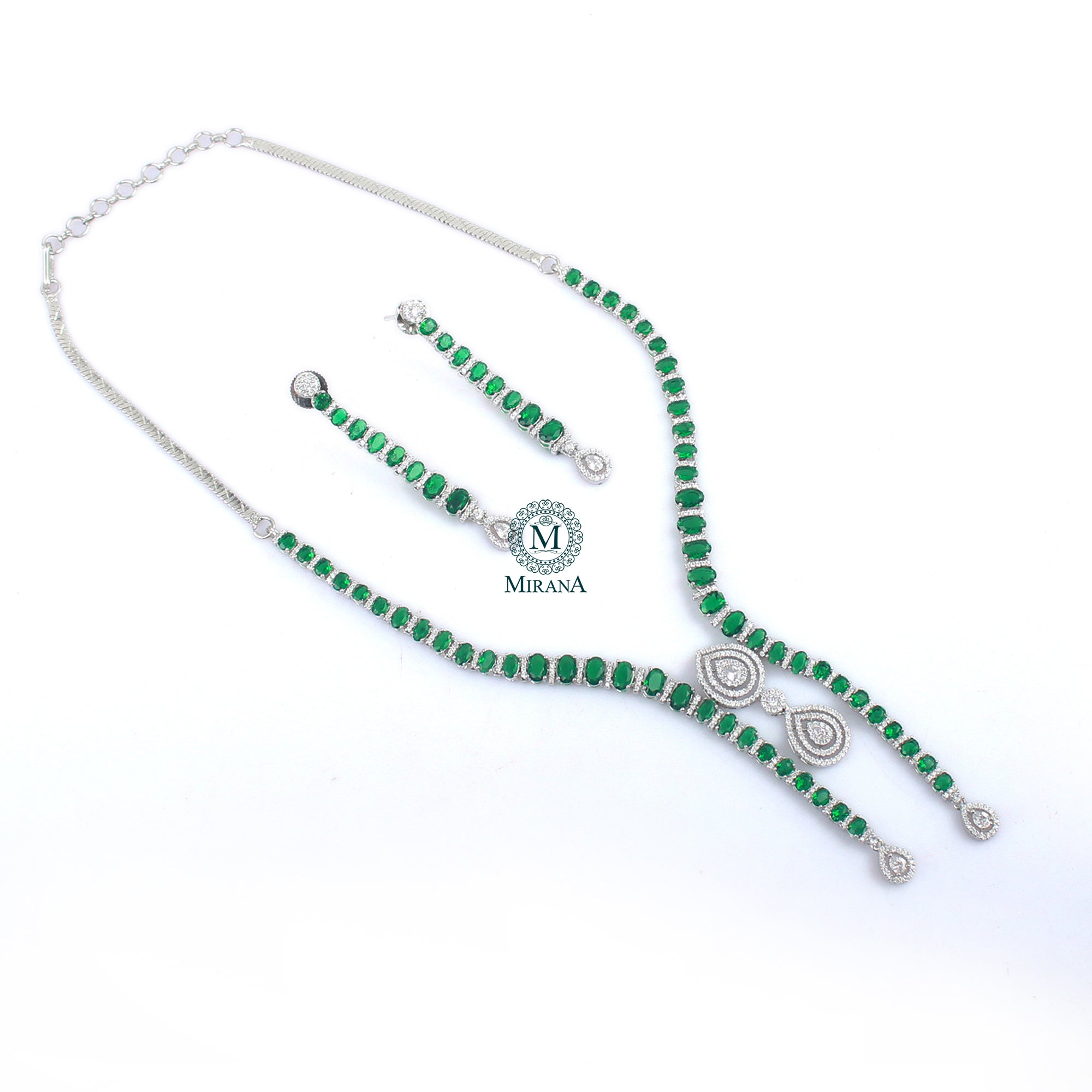 Della Emerald Green Designer Necklace Set