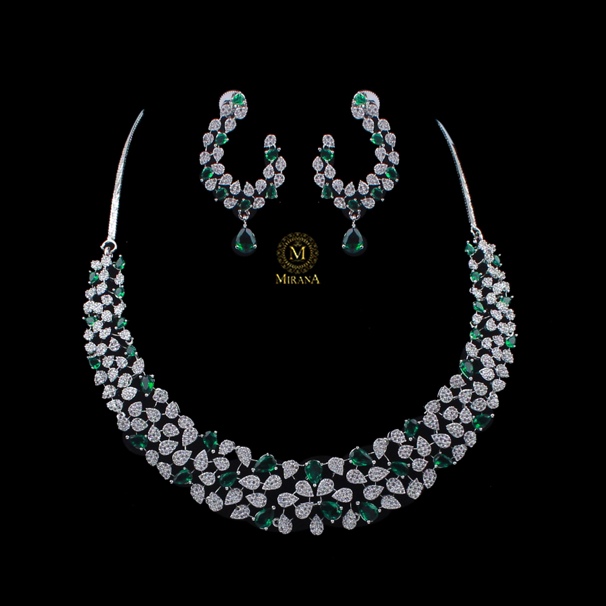Elara Emerald Green Designer Necklace Set