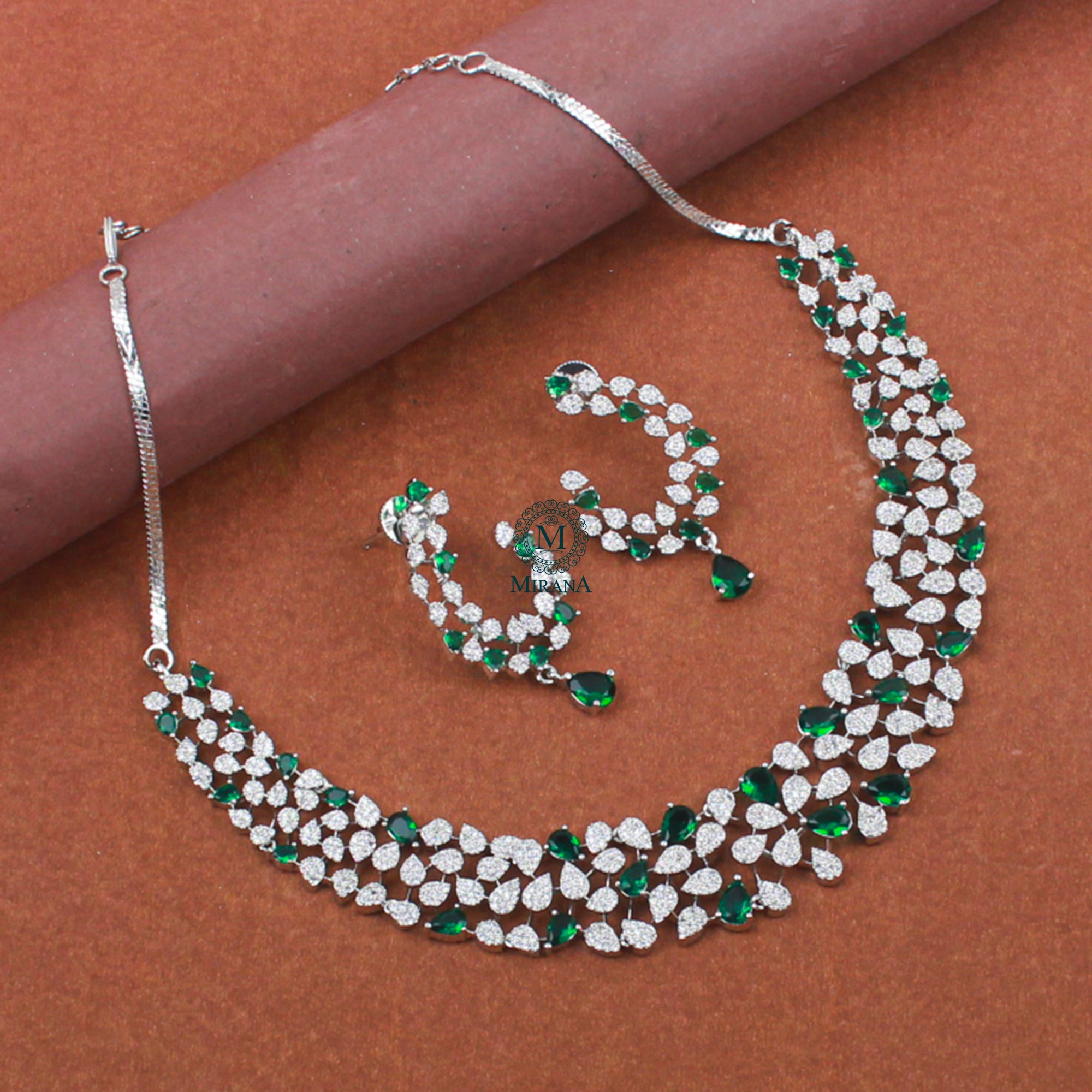 Elara Emerald Green Designer Necklace Set
