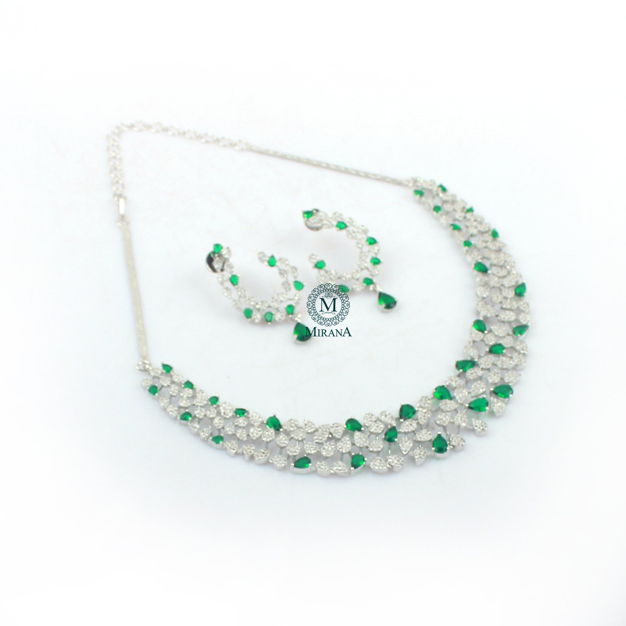 Elara Emerald Green Designer Necklace Set