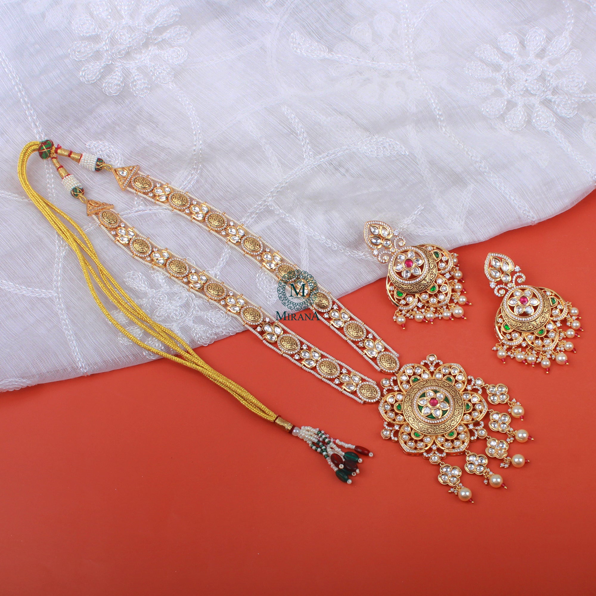 Vanasi Polki Designer Long Necklace Set