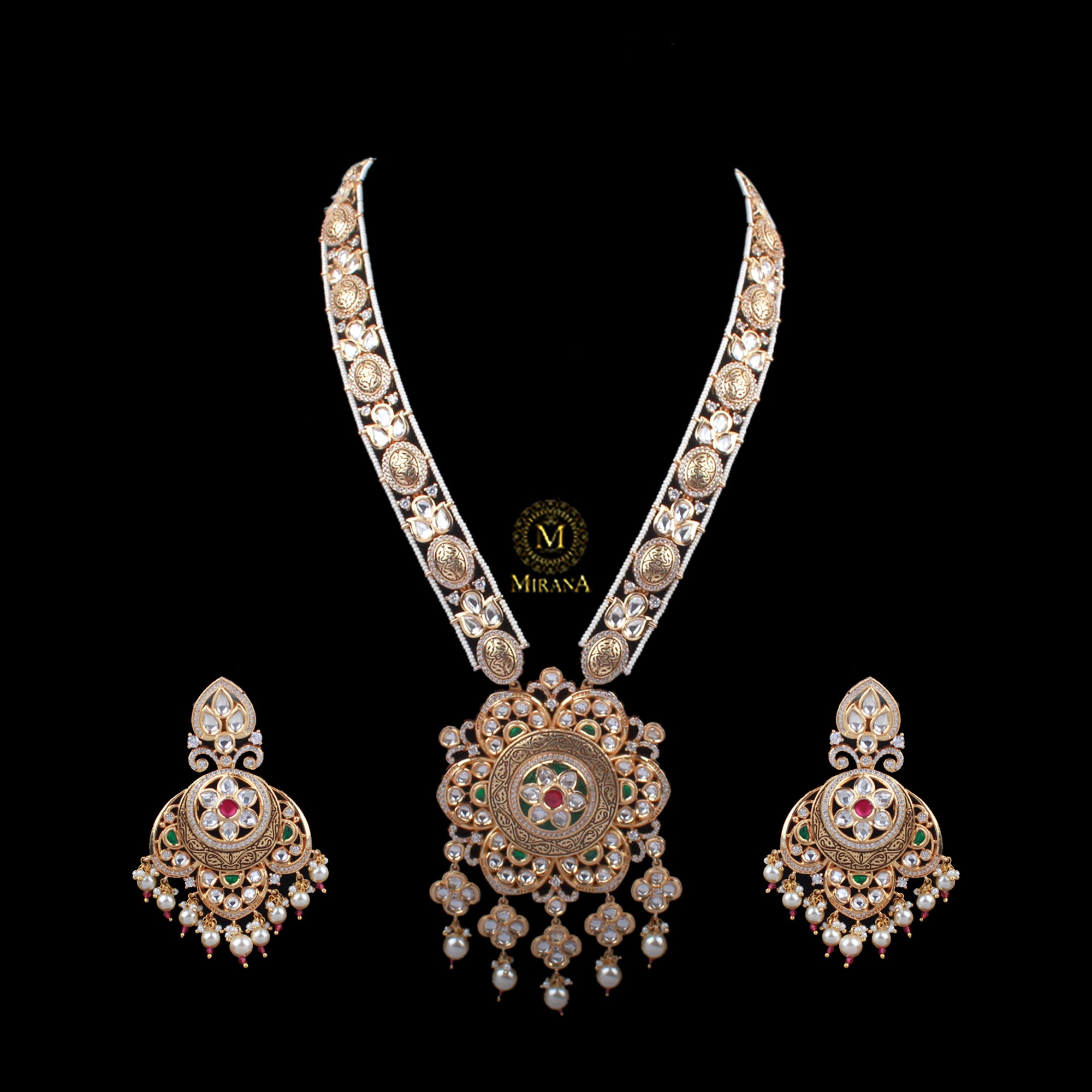 Vanasi Polki Designer Long Necklace Set