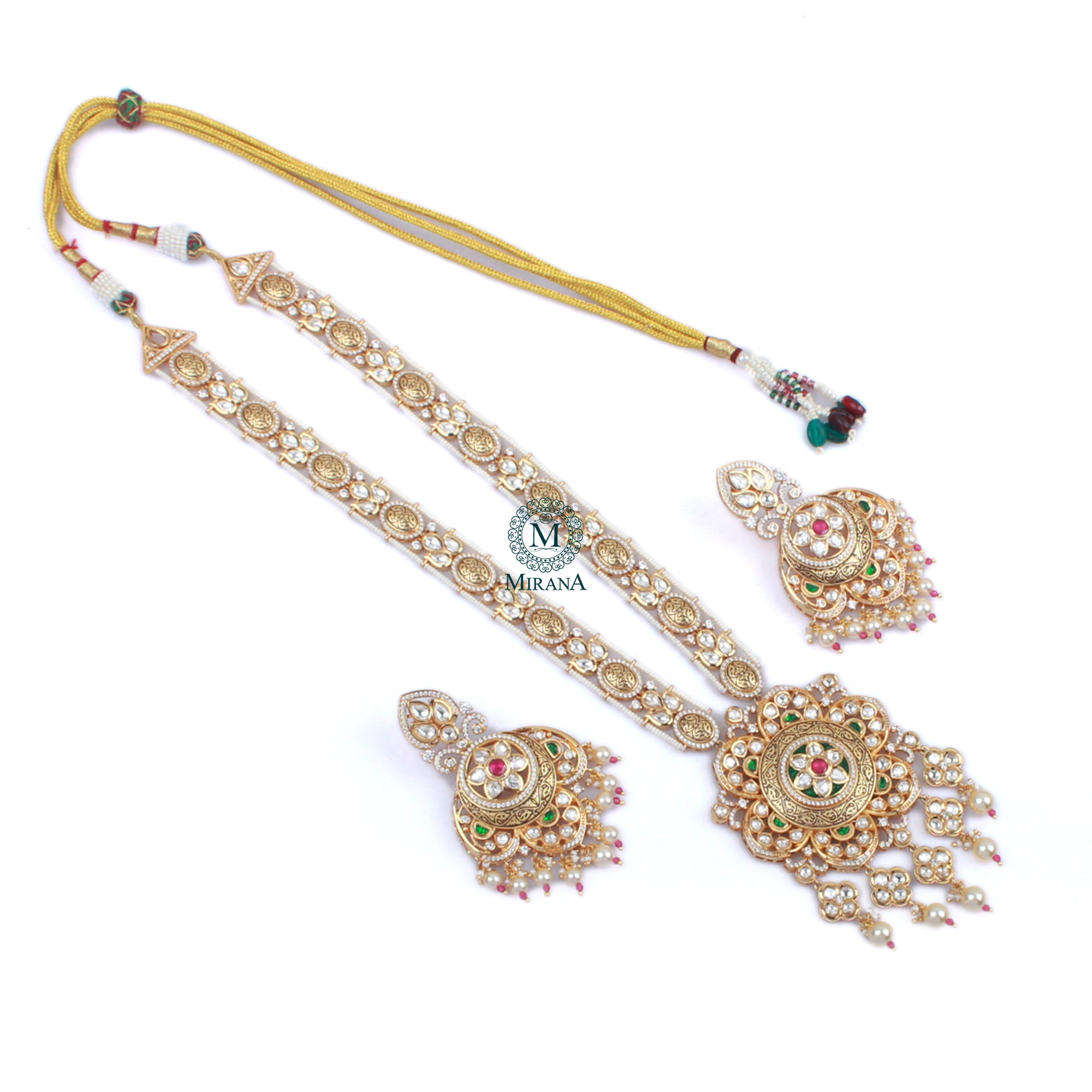 Vanasi Polki Designer Long Necklace Set