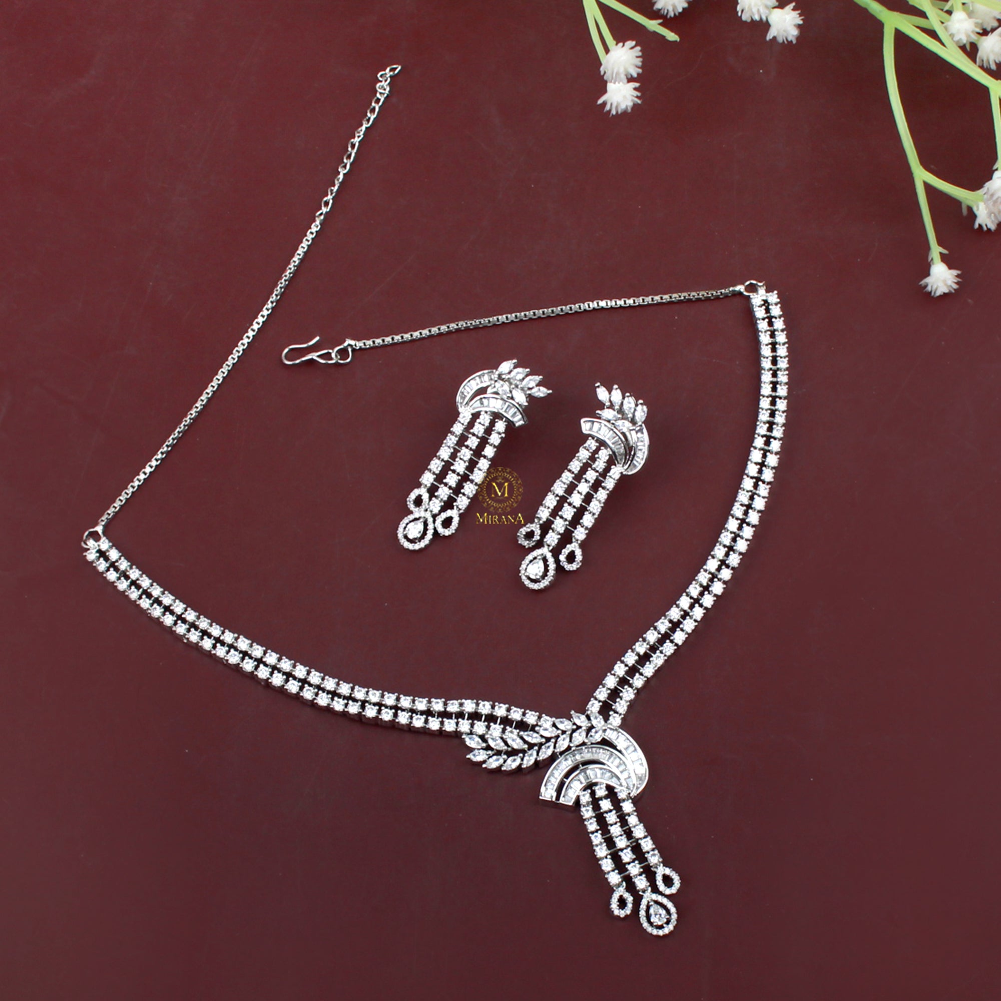Ana Knot CZ Designer Necklace Set