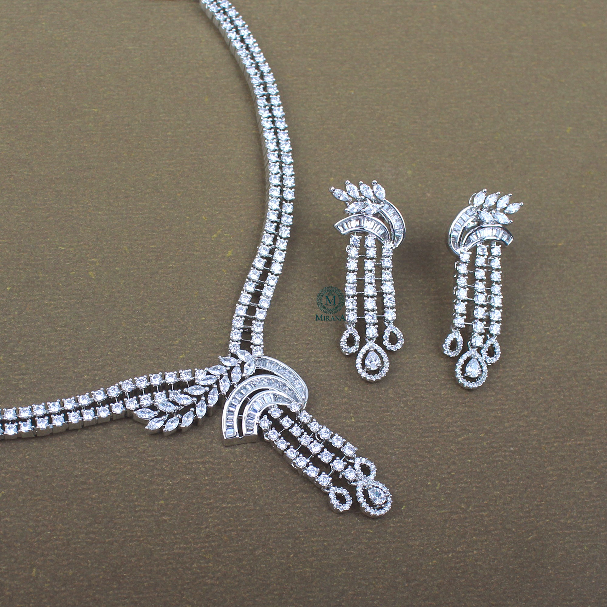 Ana Knot CZ Designer Necklace Set