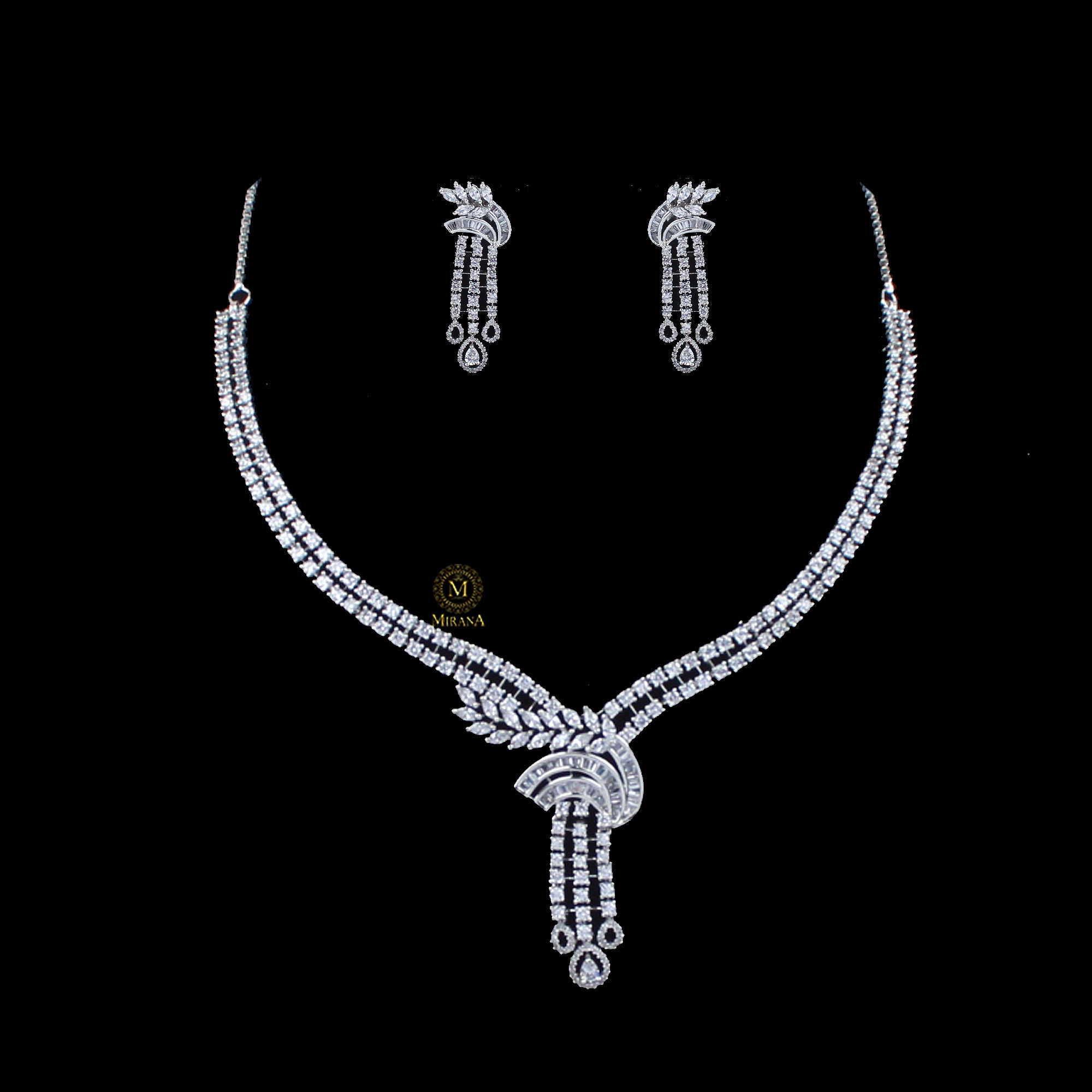 Ana Knot CZ Designer Necklace Set
