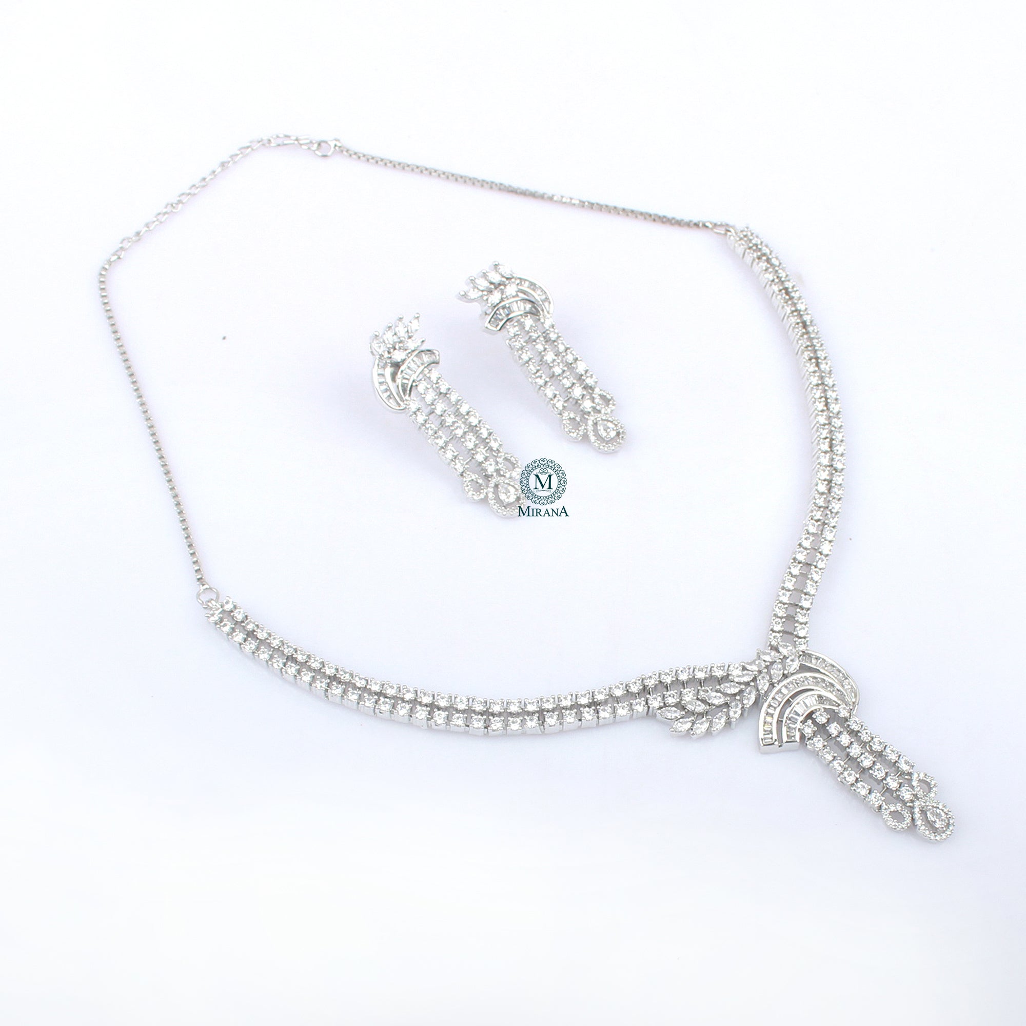 Ana Knot CZ Designer Necklace Set