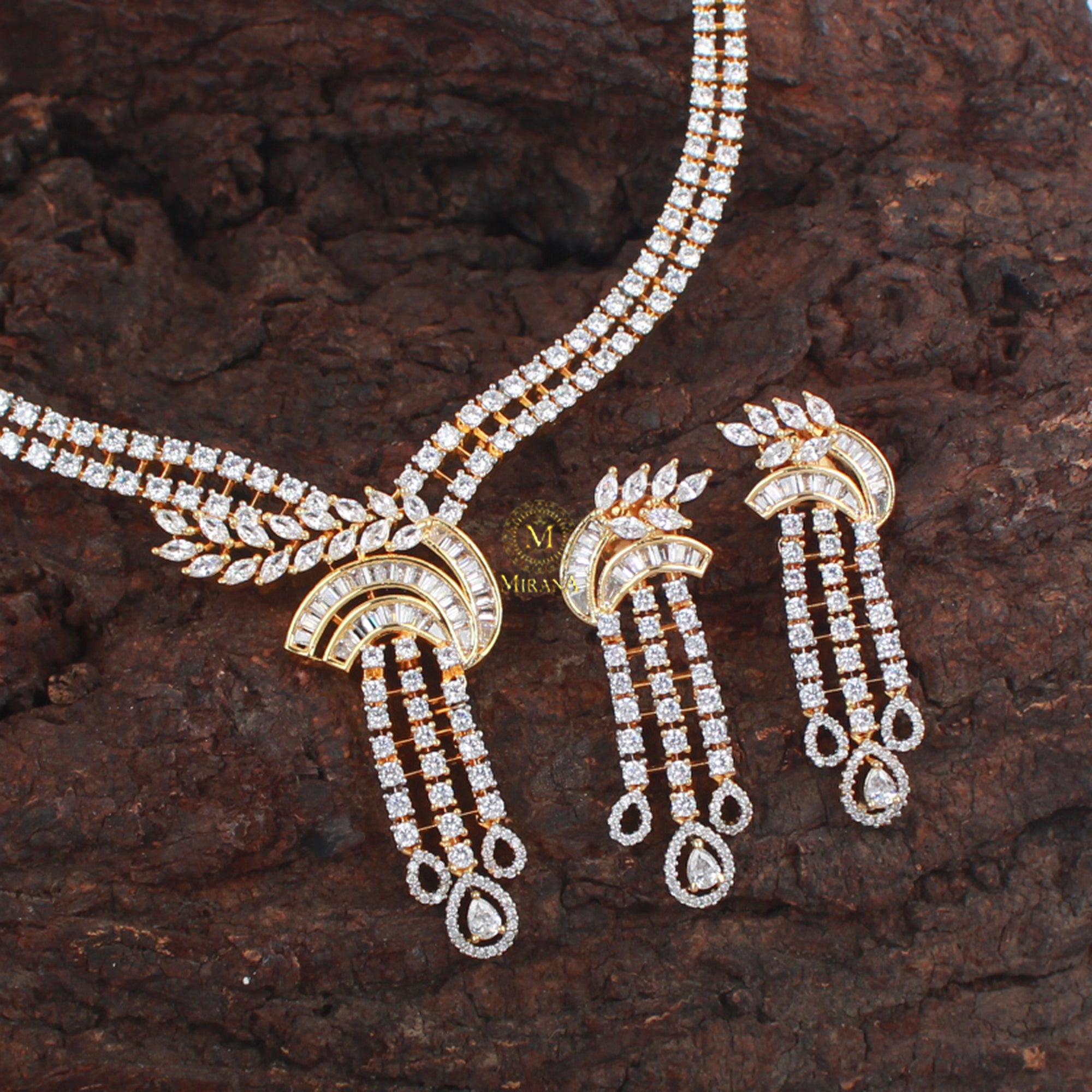 Ana Knot CZ Designer Necklace Set