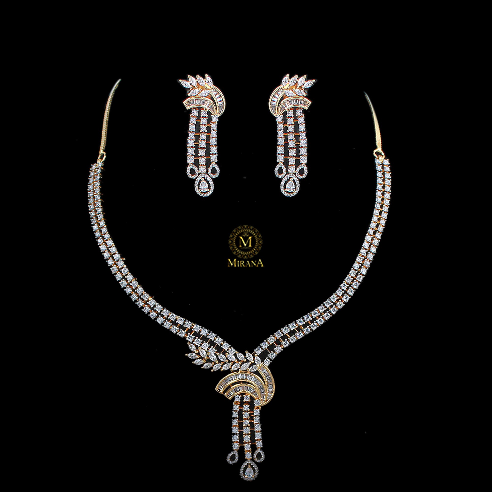 Ana Knot CZ Designer Necklace Set