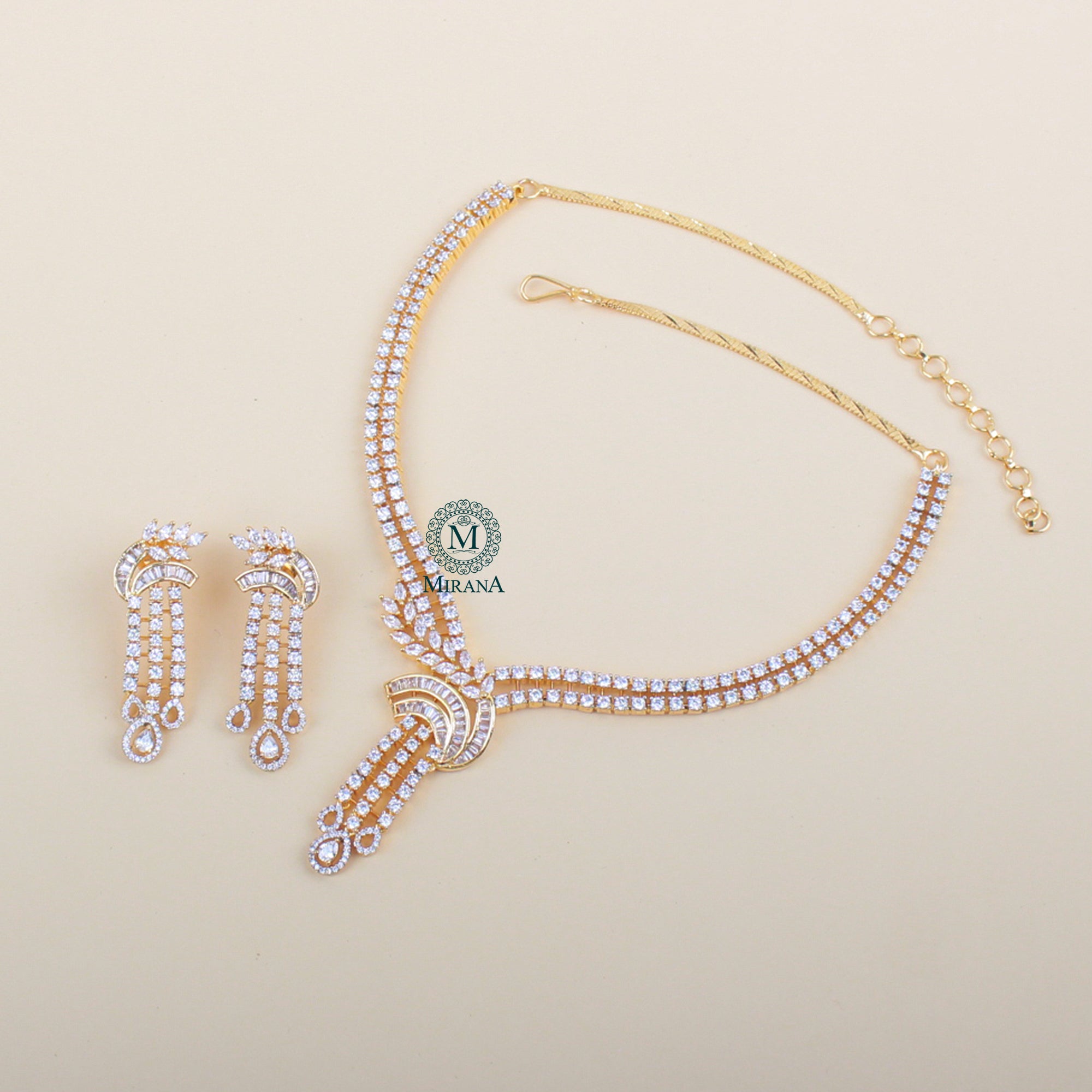 Ana Knot CZ Designer Necklace Set