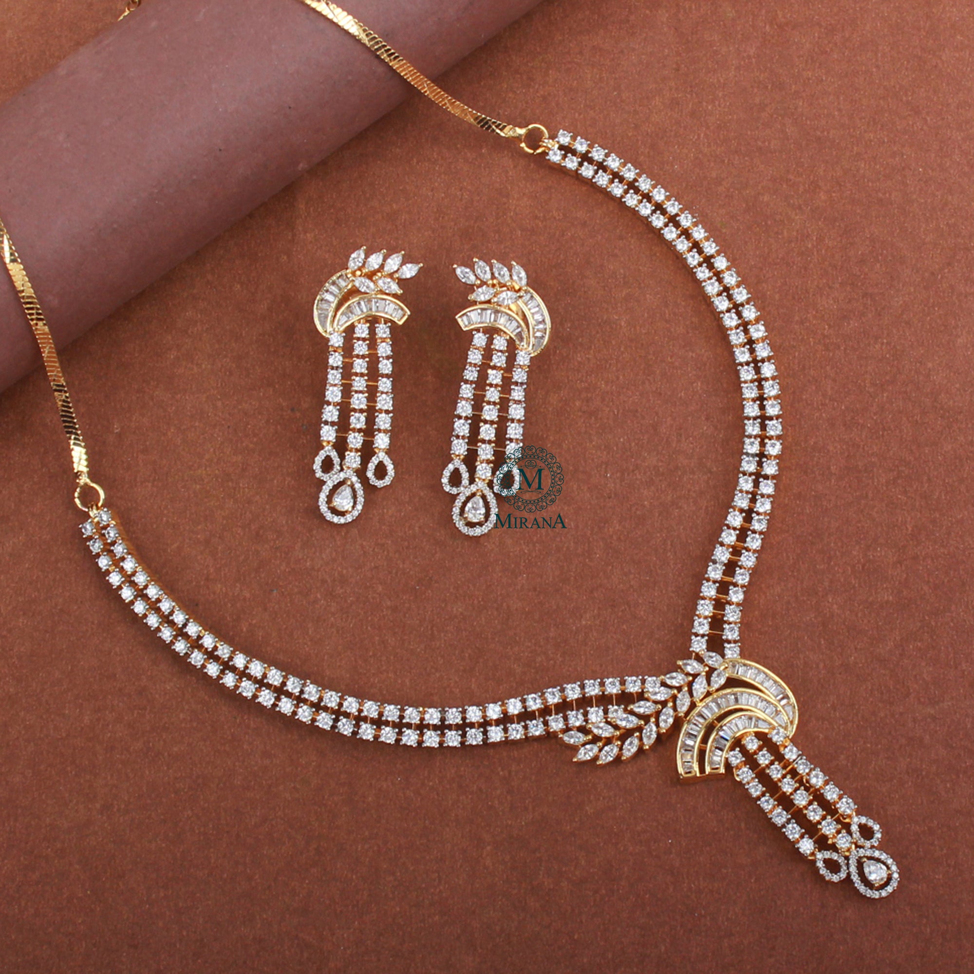 Ana Knot CZ Designer Necklace Set