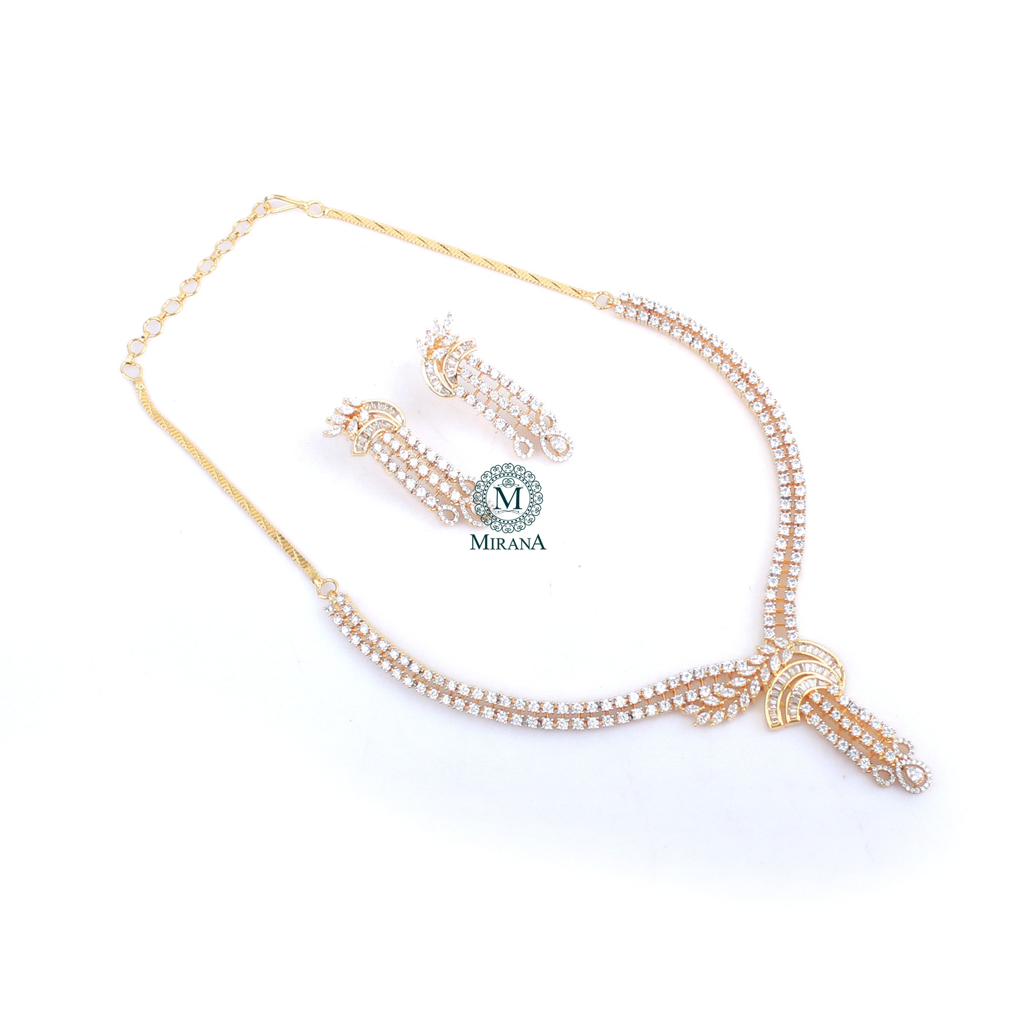 Ana Knot CZ Designer Necklace Set