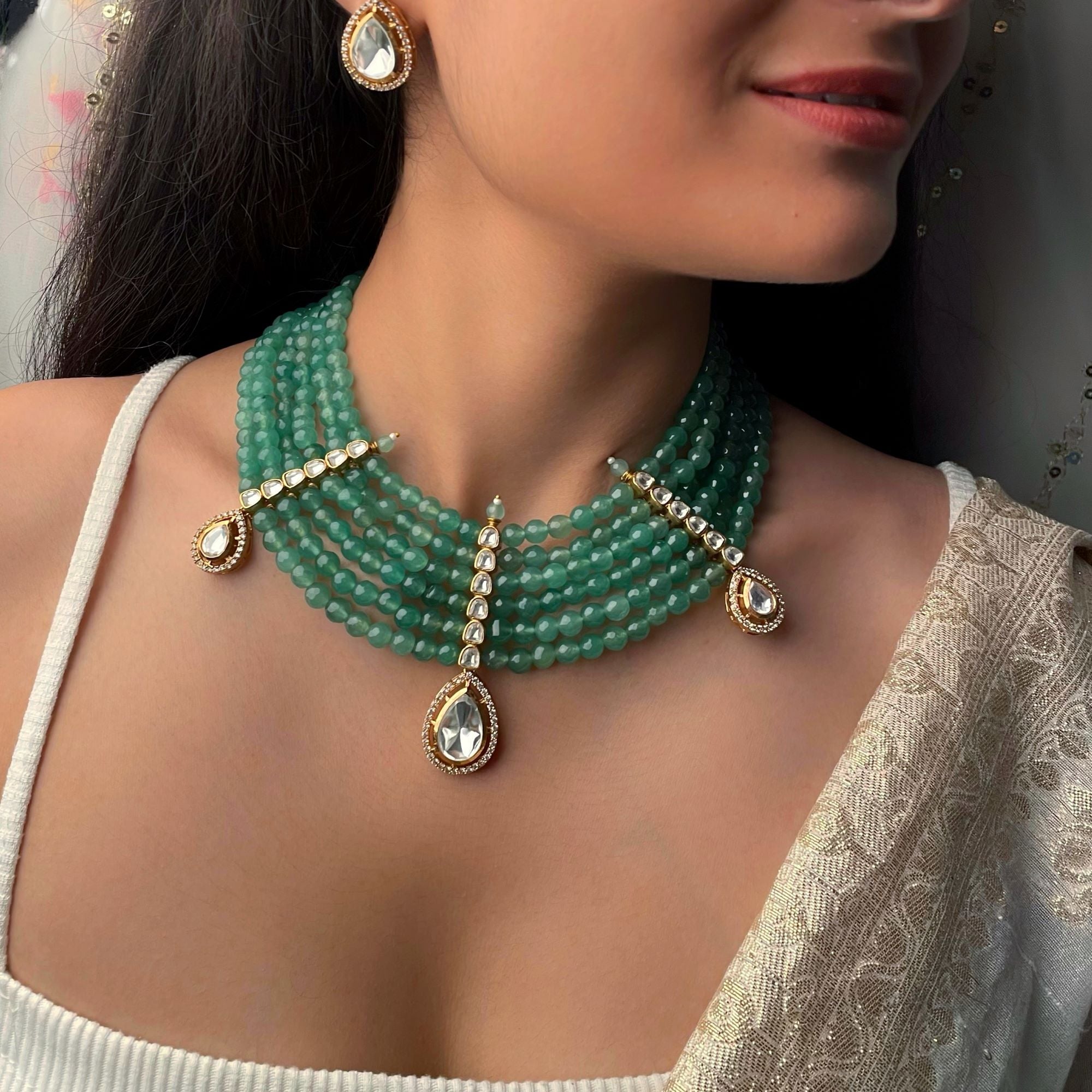 Noor Layered Moissanite Designer Necklace Set