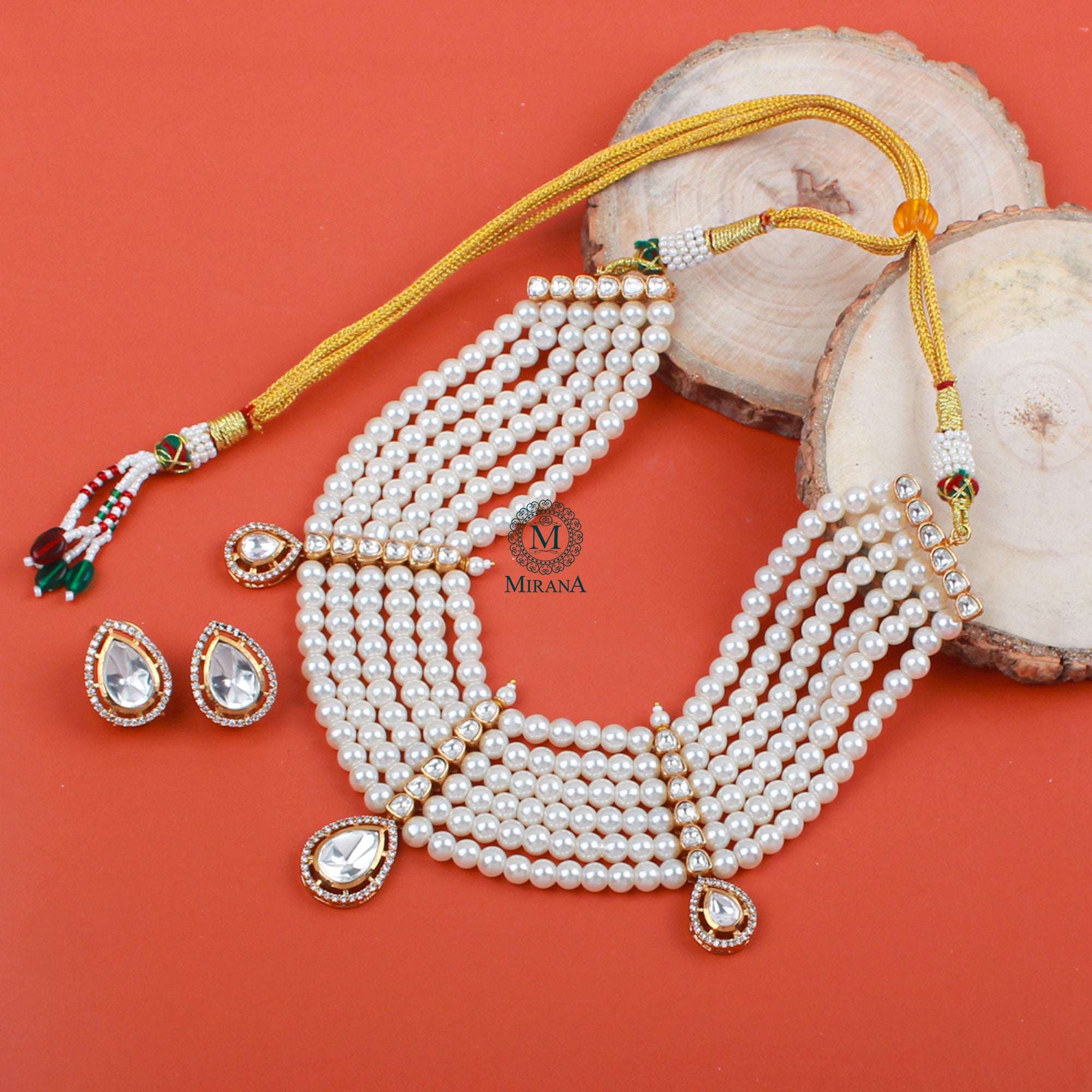 Noor Pearl Layered Moissanite Necklace Set