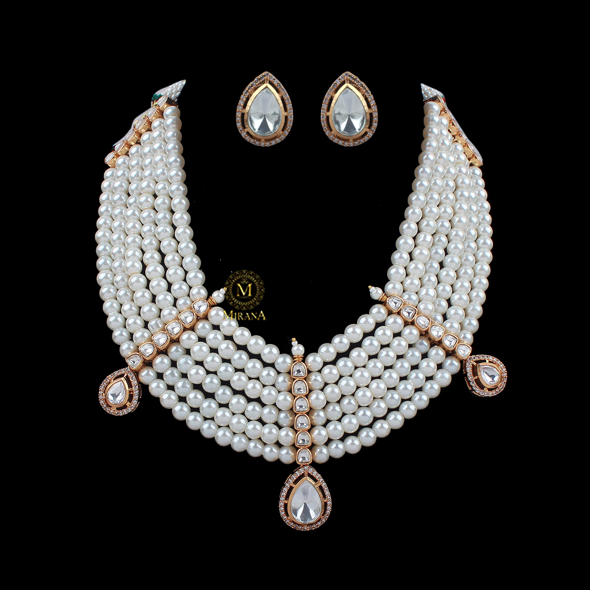 Noor Pearl Layered Moissanite Necklace Set