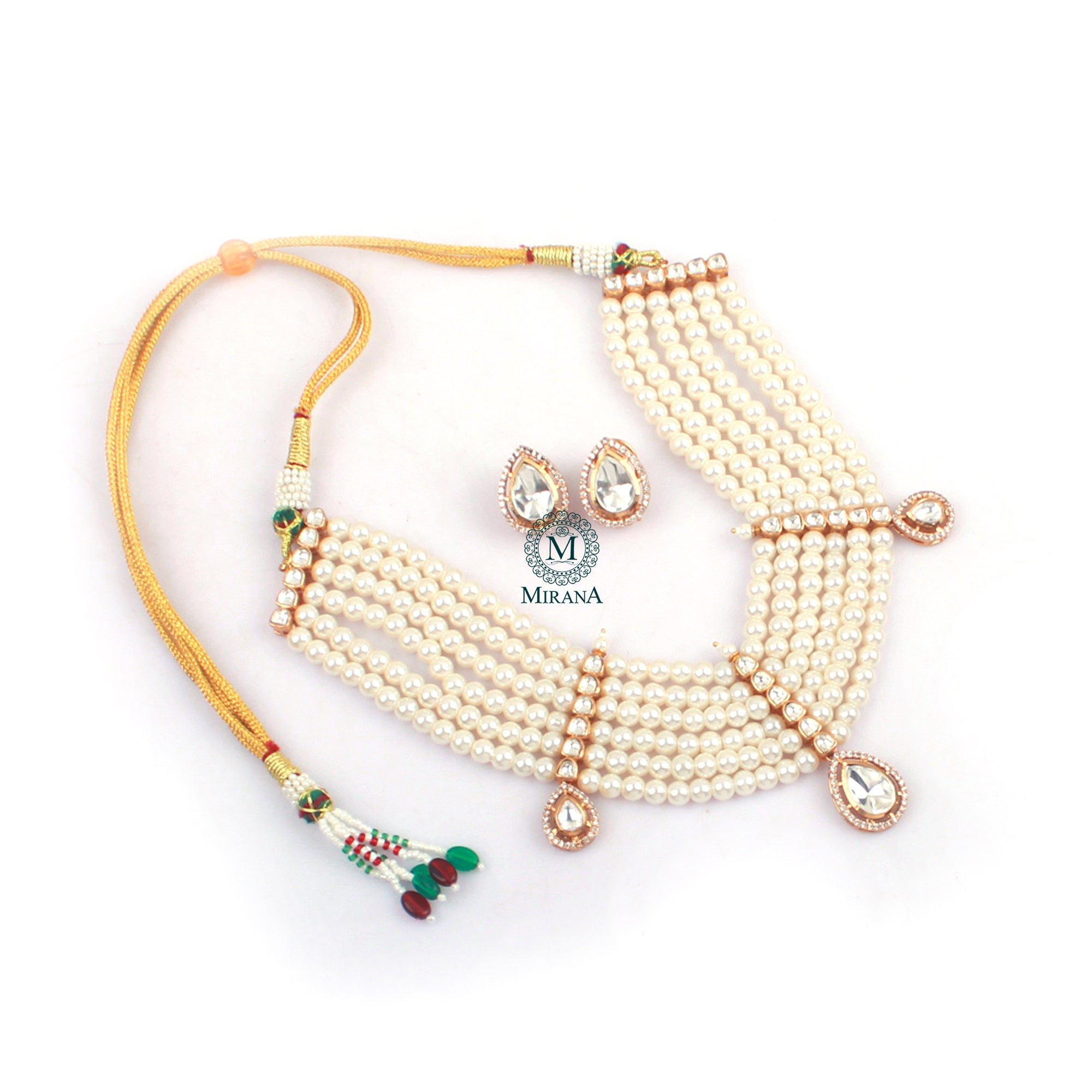 Noor Pearl Layered Moissanite Necklace Set