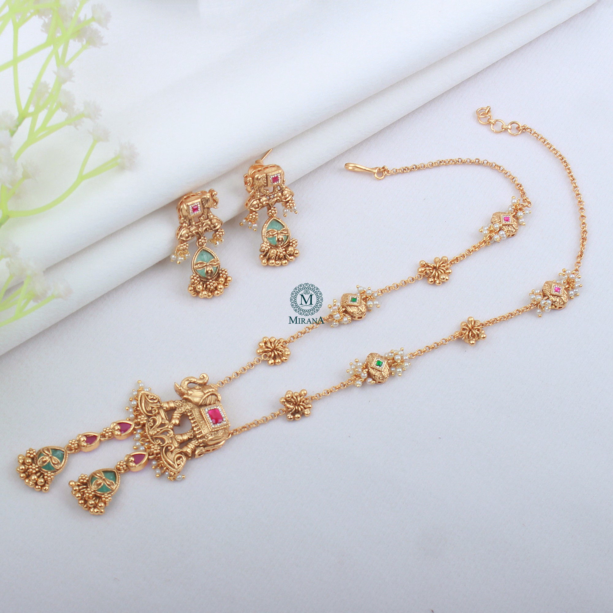 Gajgamini Antique Designer Long Necklace Set