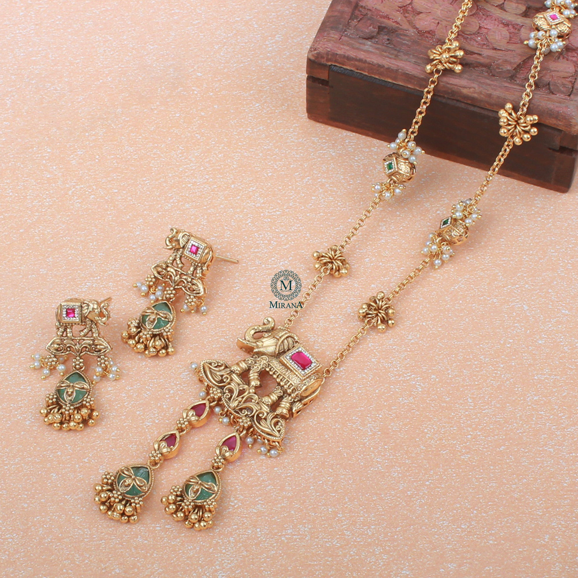 Gajgamini Antique Designer Long Necklace Set