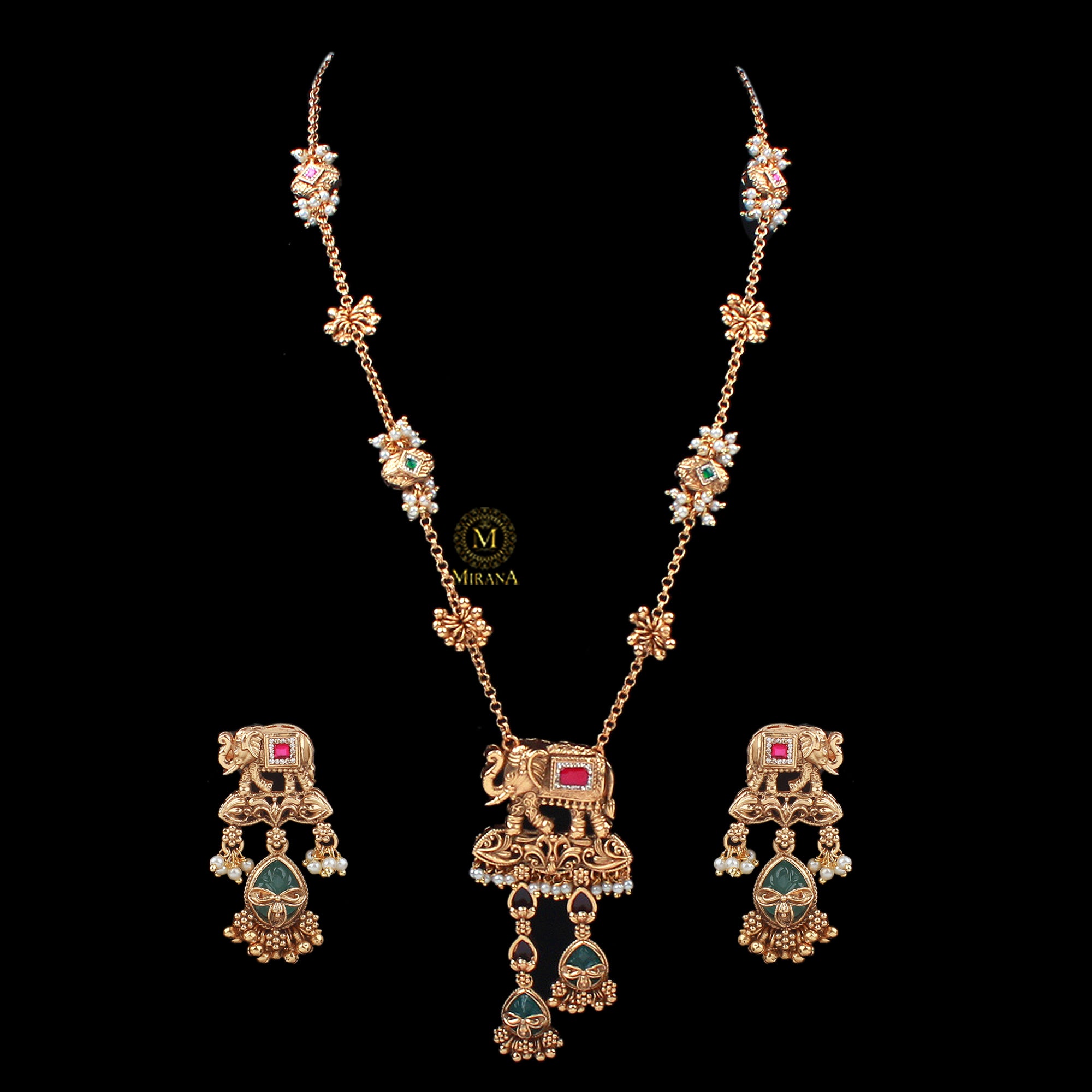 Gajgamini Antique Designer Long Necklace Set