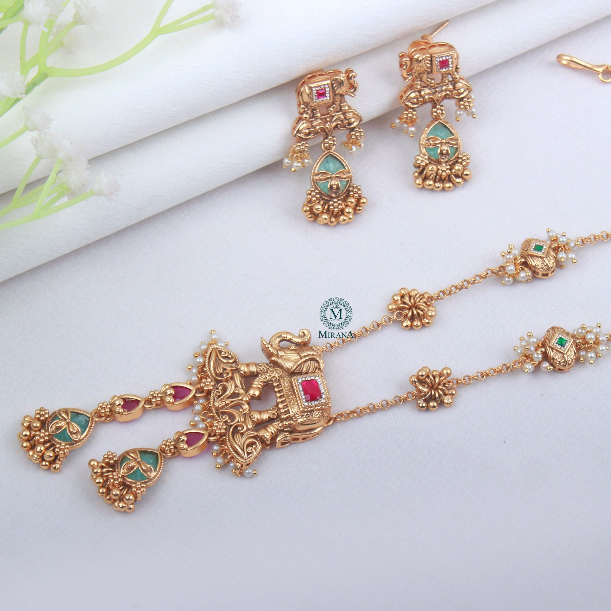 Gajgamini Antique Designer Long Necklace Set