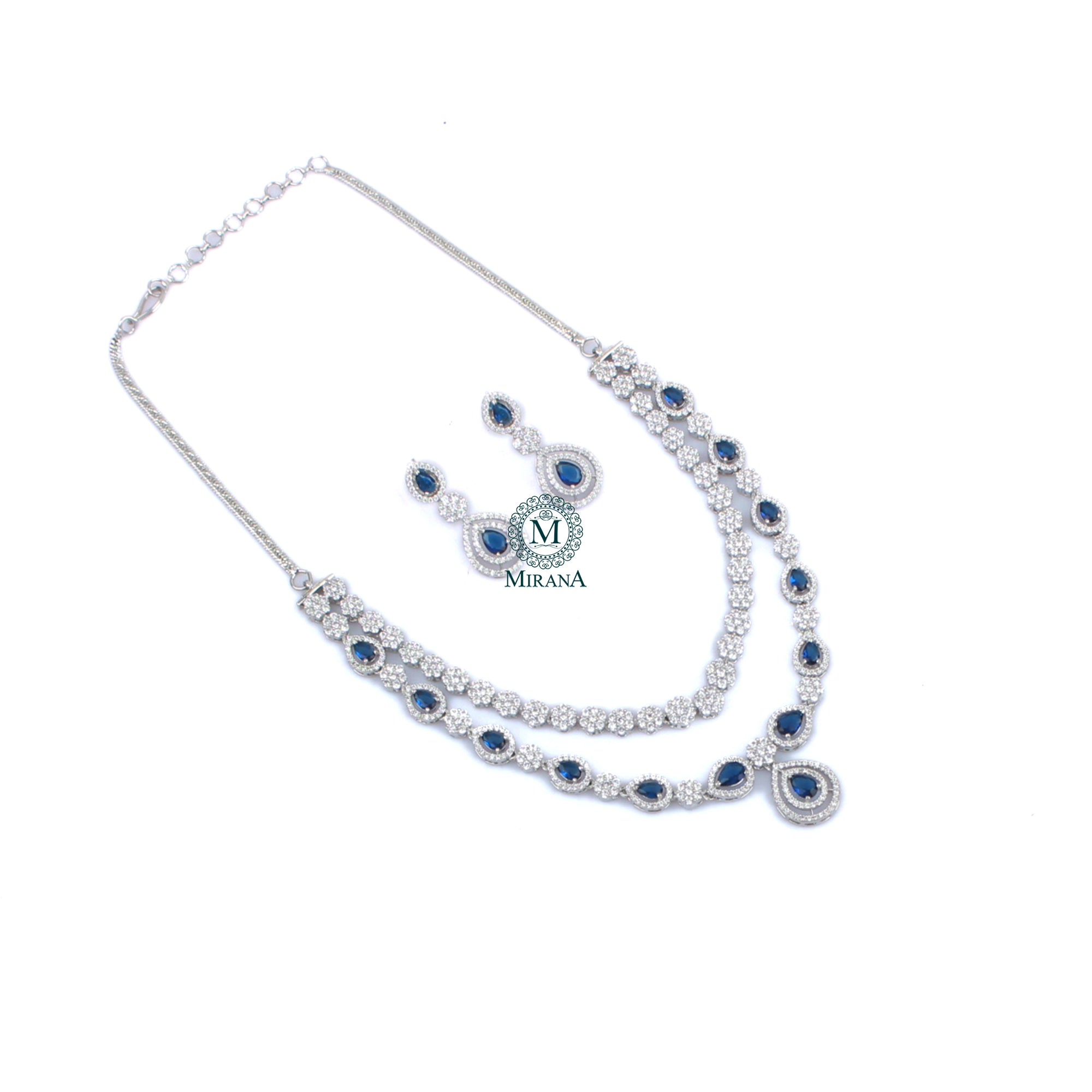 Olivia Sapphire Blue Designer Necklace Set