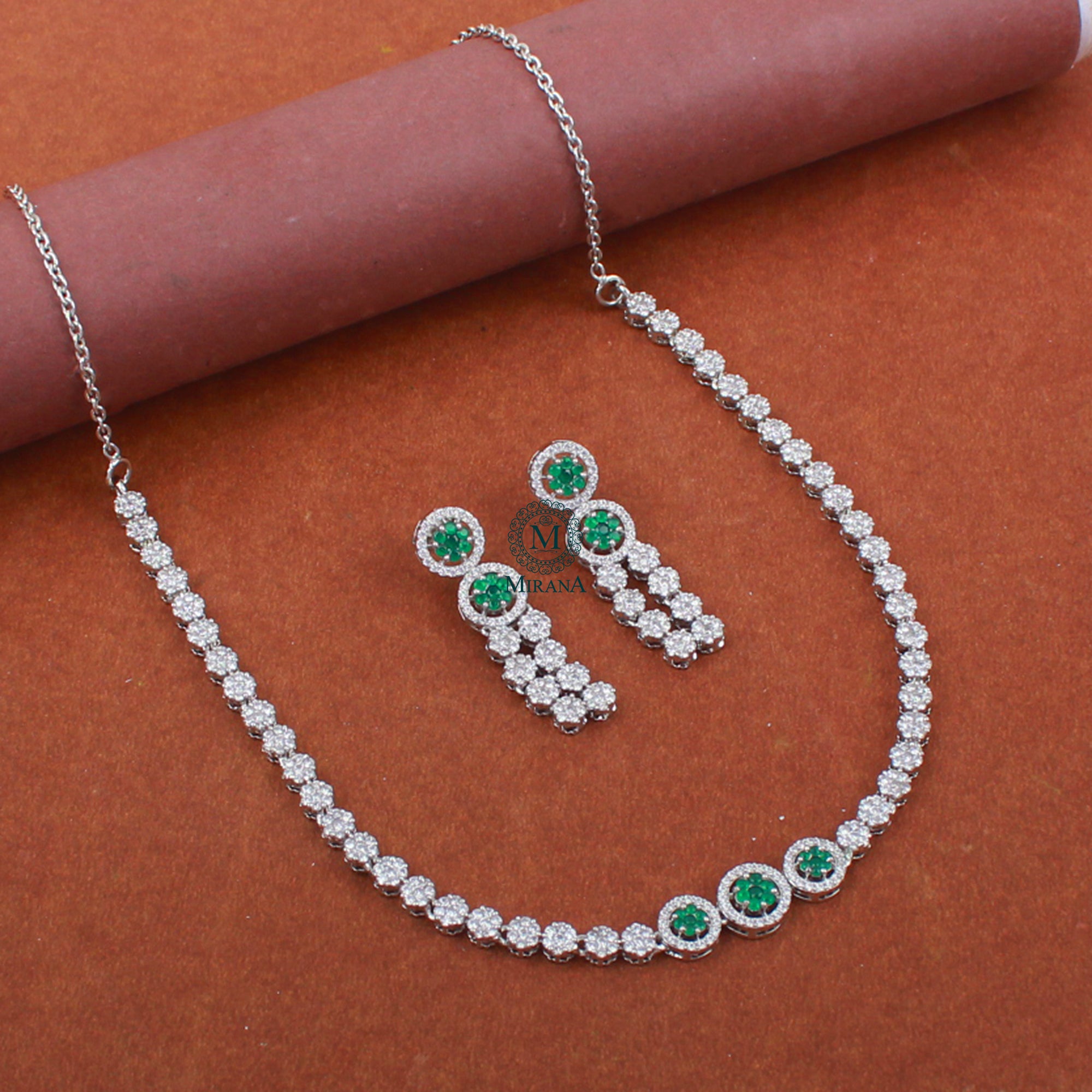 Jemma 925 Pure Silver Designer Necklace Set