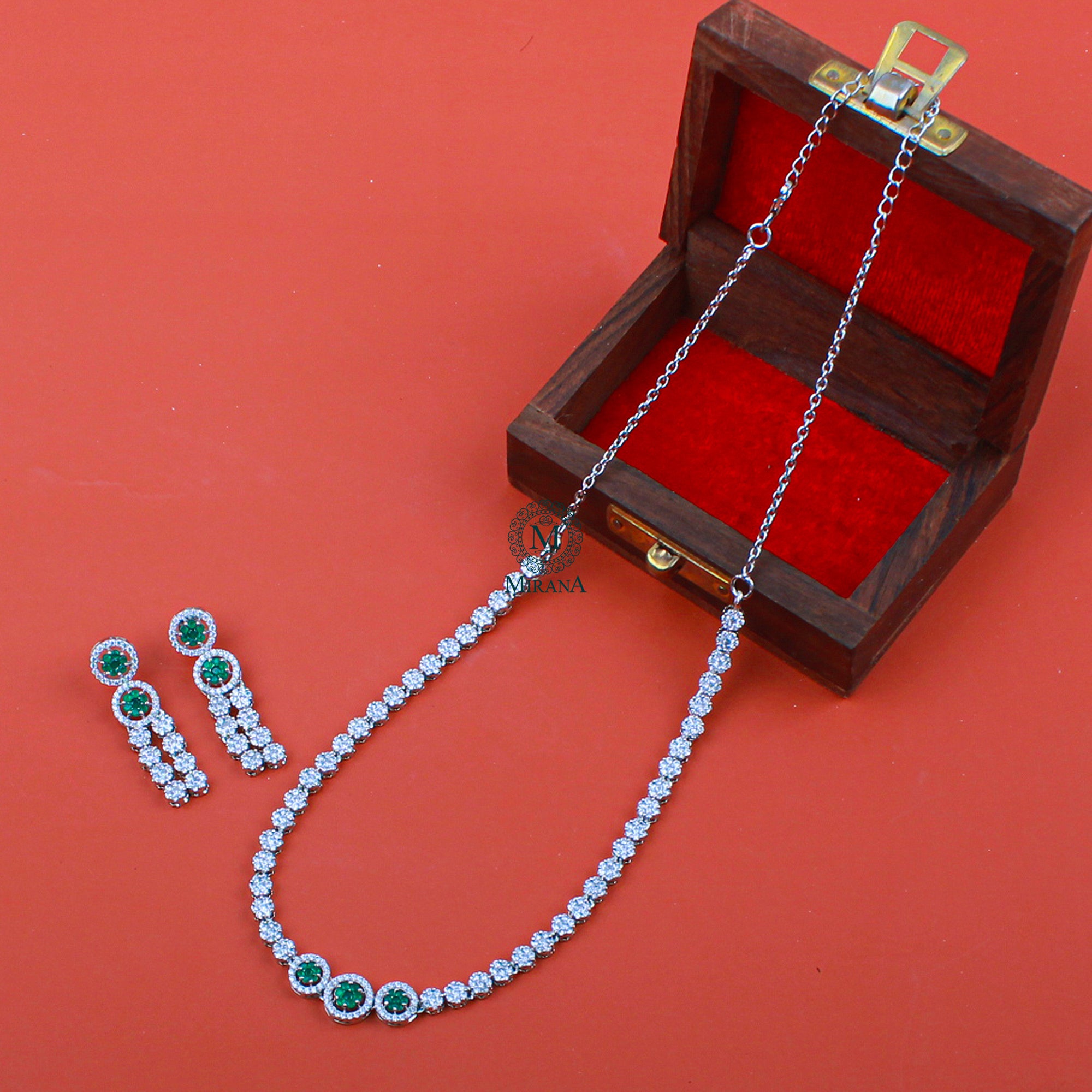Jemma 925 Pure Silver Designer Necklace Set