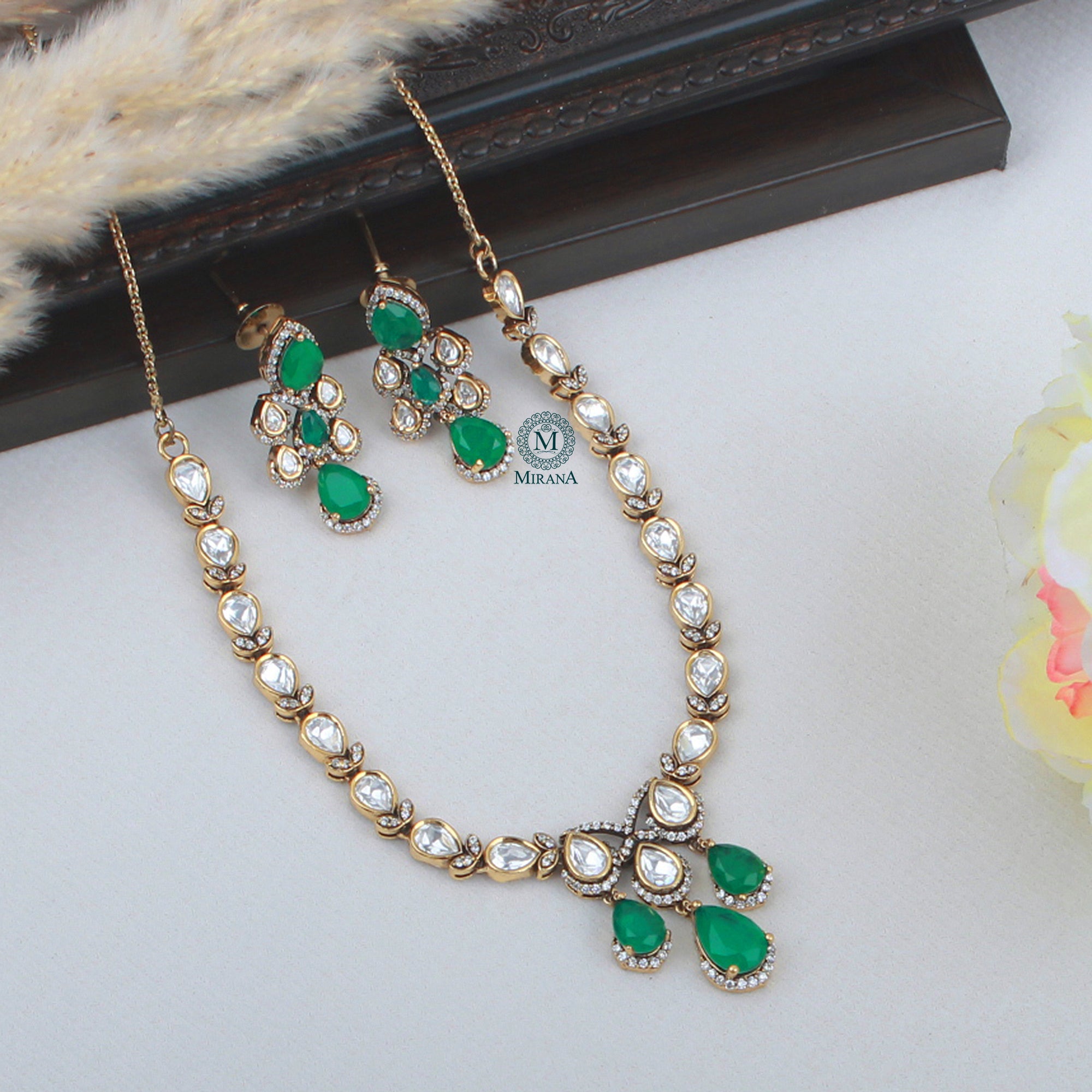 Fiza Polki Designer Necklace Set