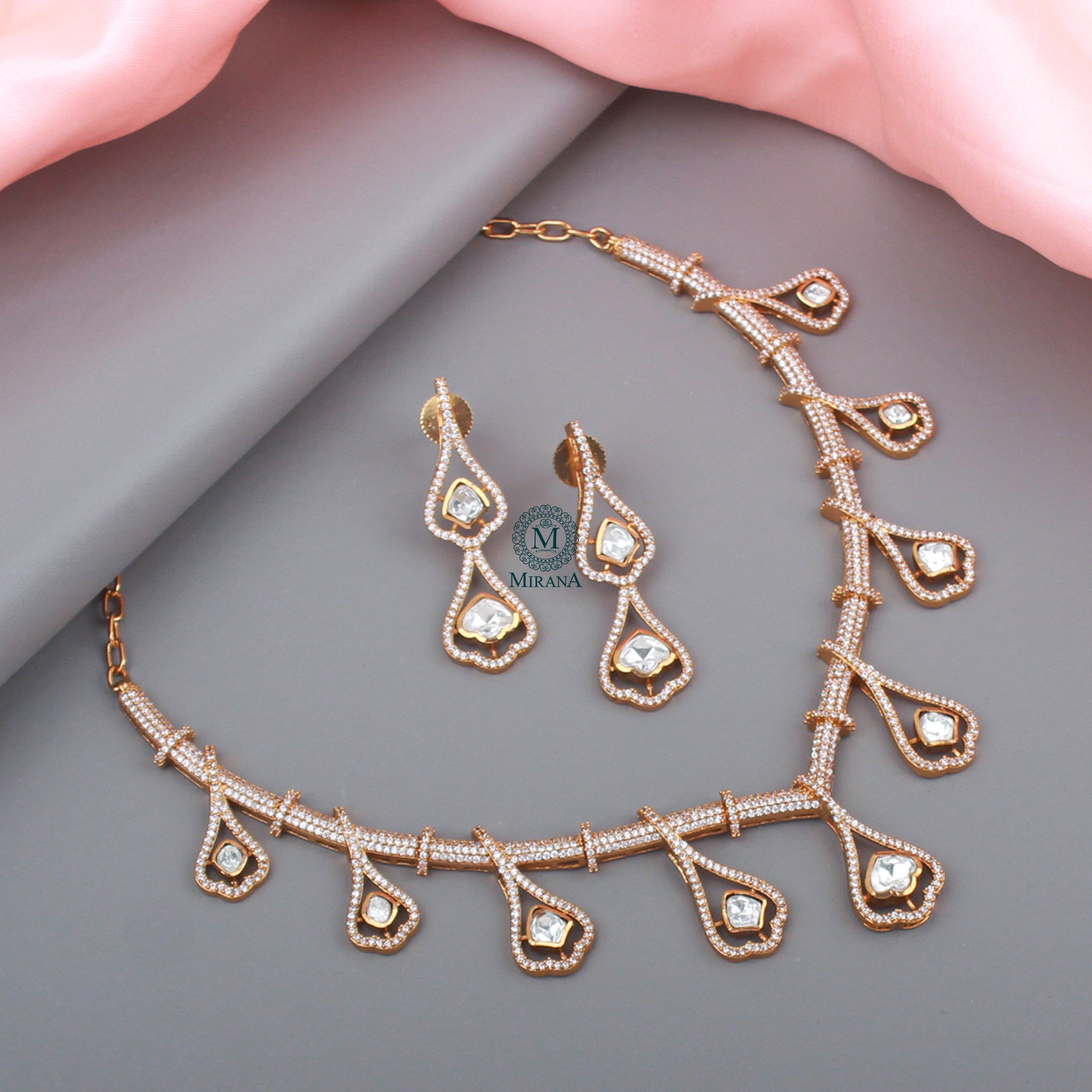 Sona Moissanite Designer Necklace Set