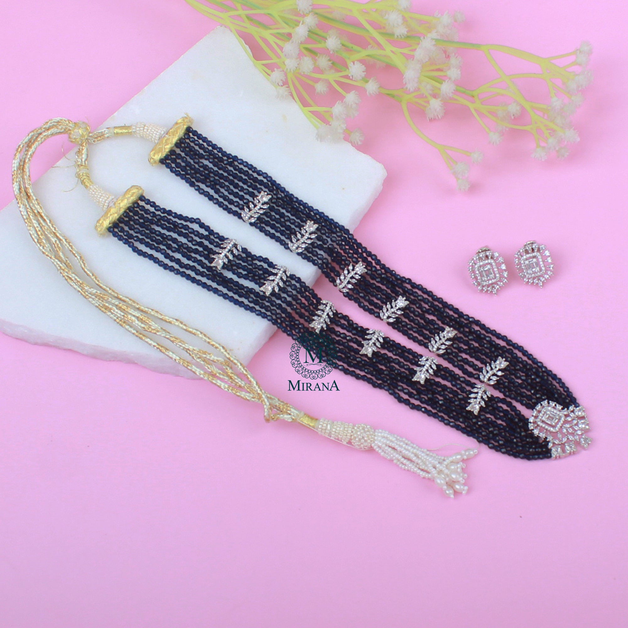 Panache Sapphire Blue Layered Necklace Set