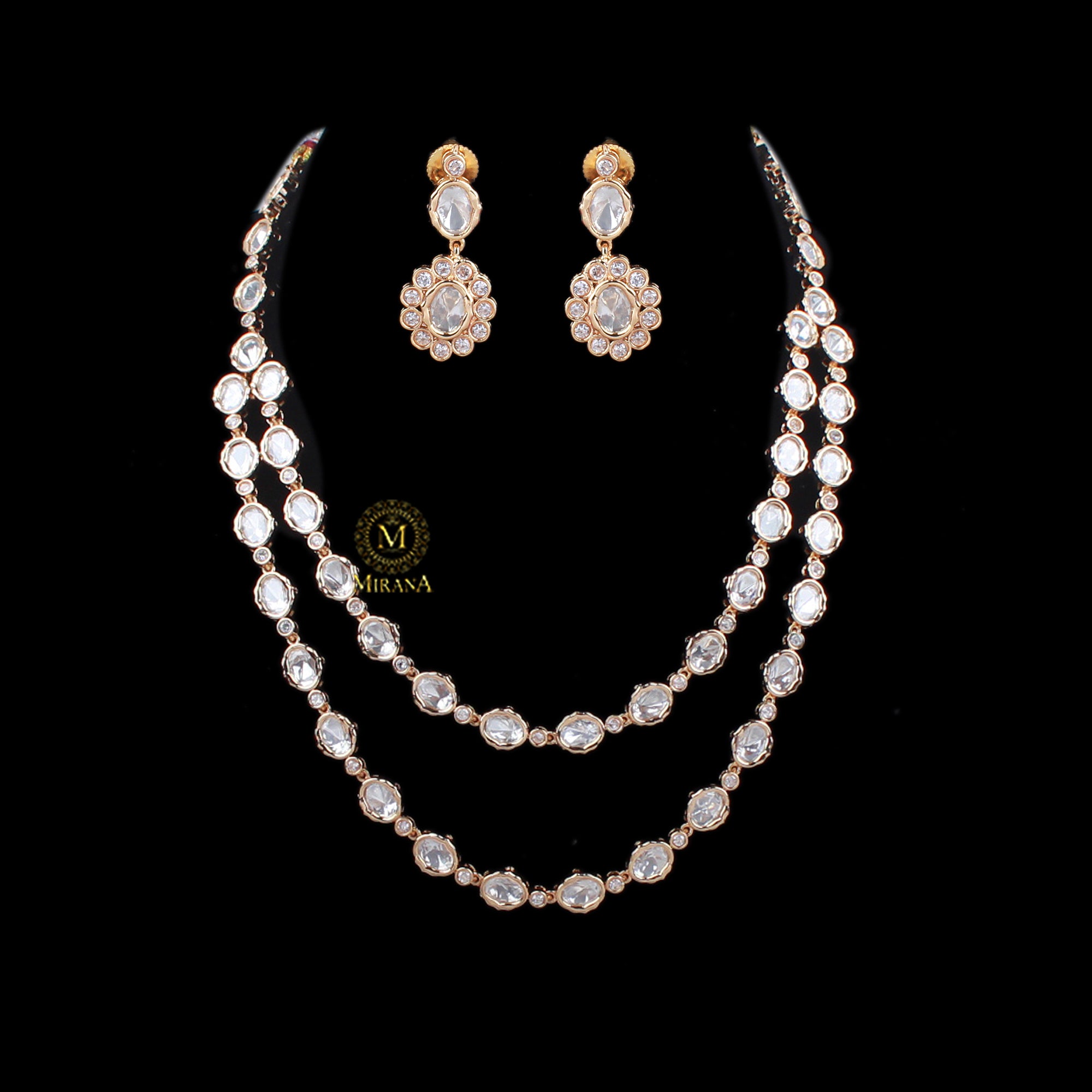 Jivika Double Layered Polki Necklace Set