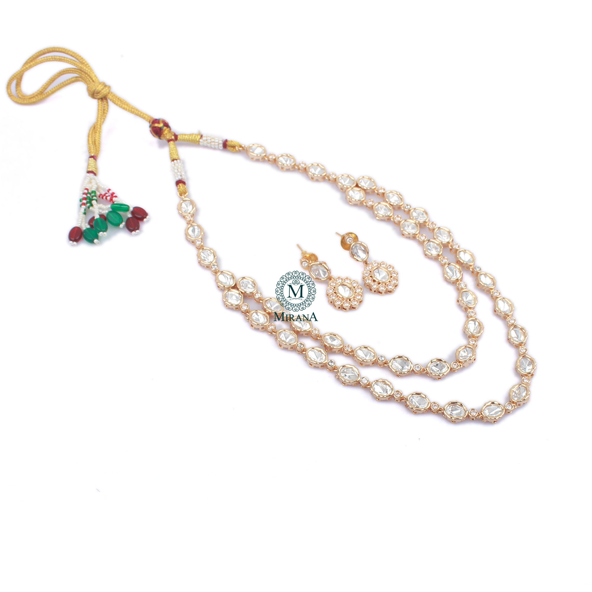 Jivika Double Layered Polki Necklace Set