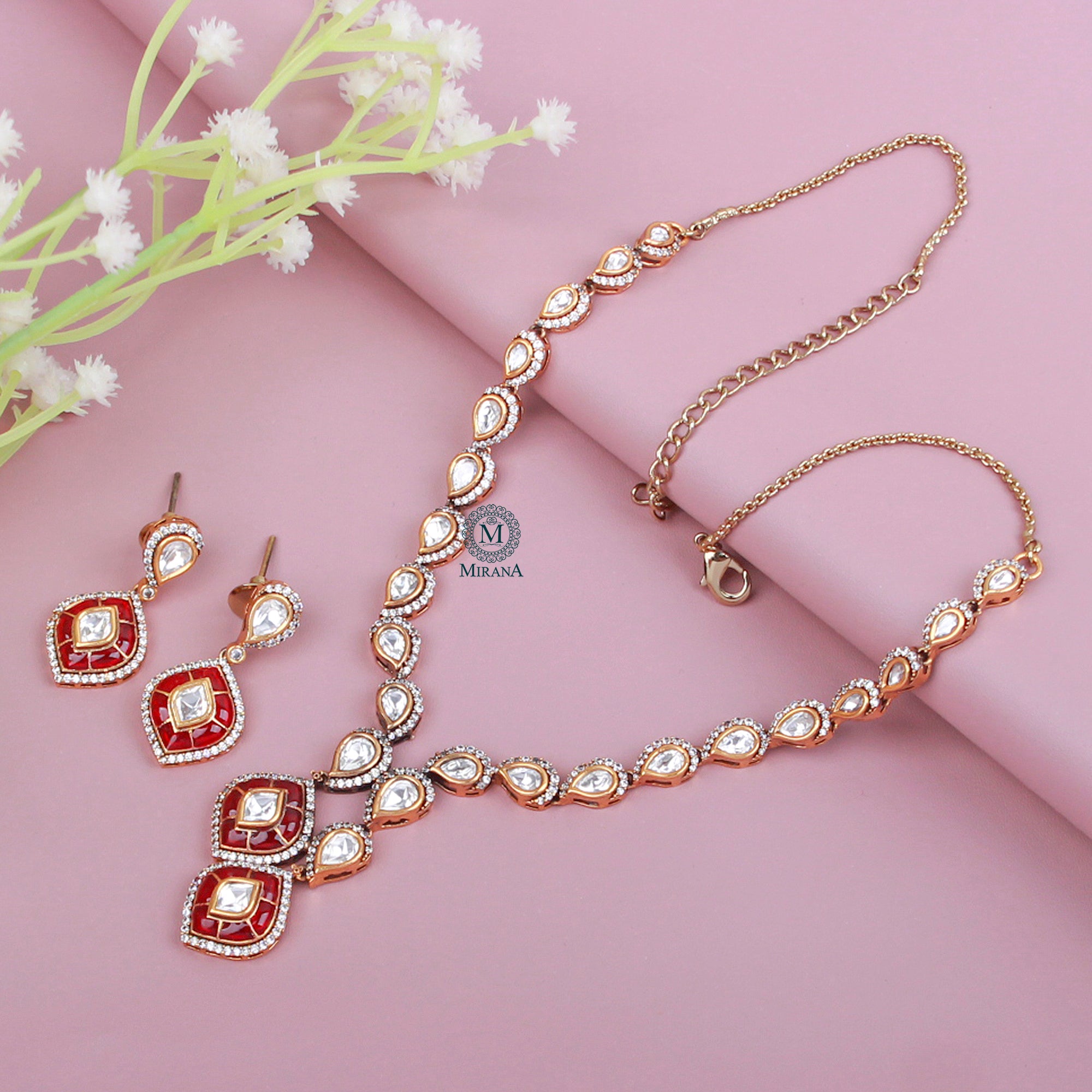 Ragini Ruby Polki Designer Necklace Set