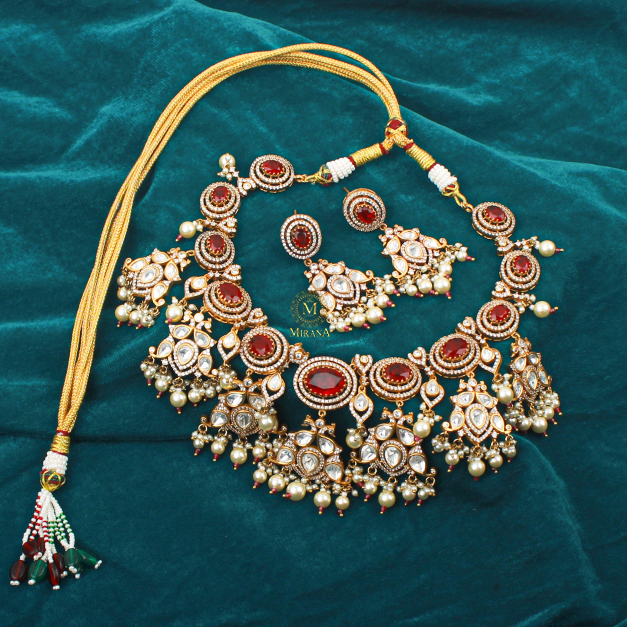 Sundari Ruby Polki Designer Necklace Set