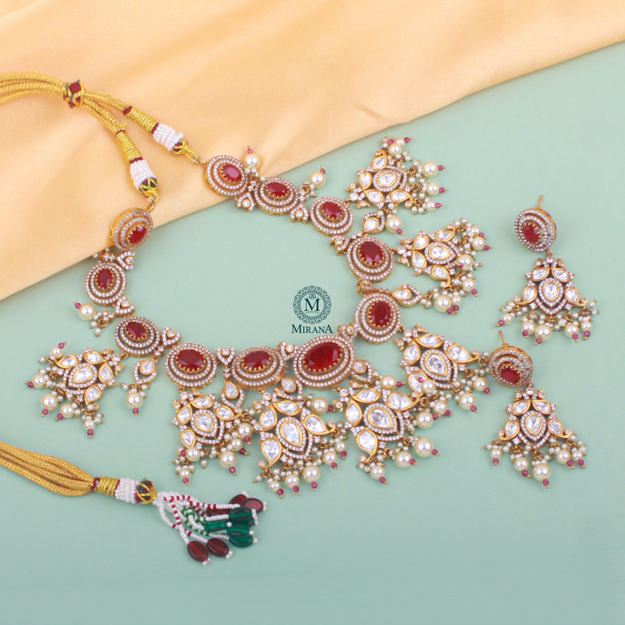 Sundari Ruby Polki Designer Necklace Set