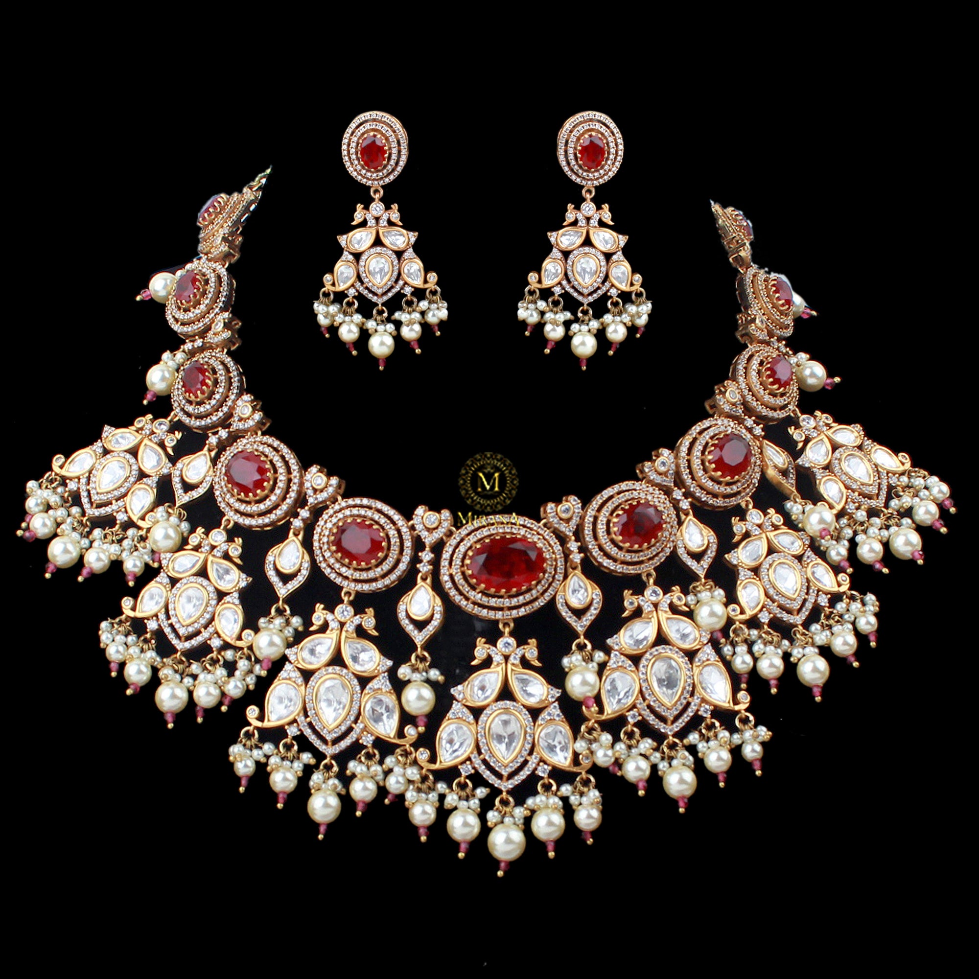 Sundari Ruby Polki Designer Necklace Set