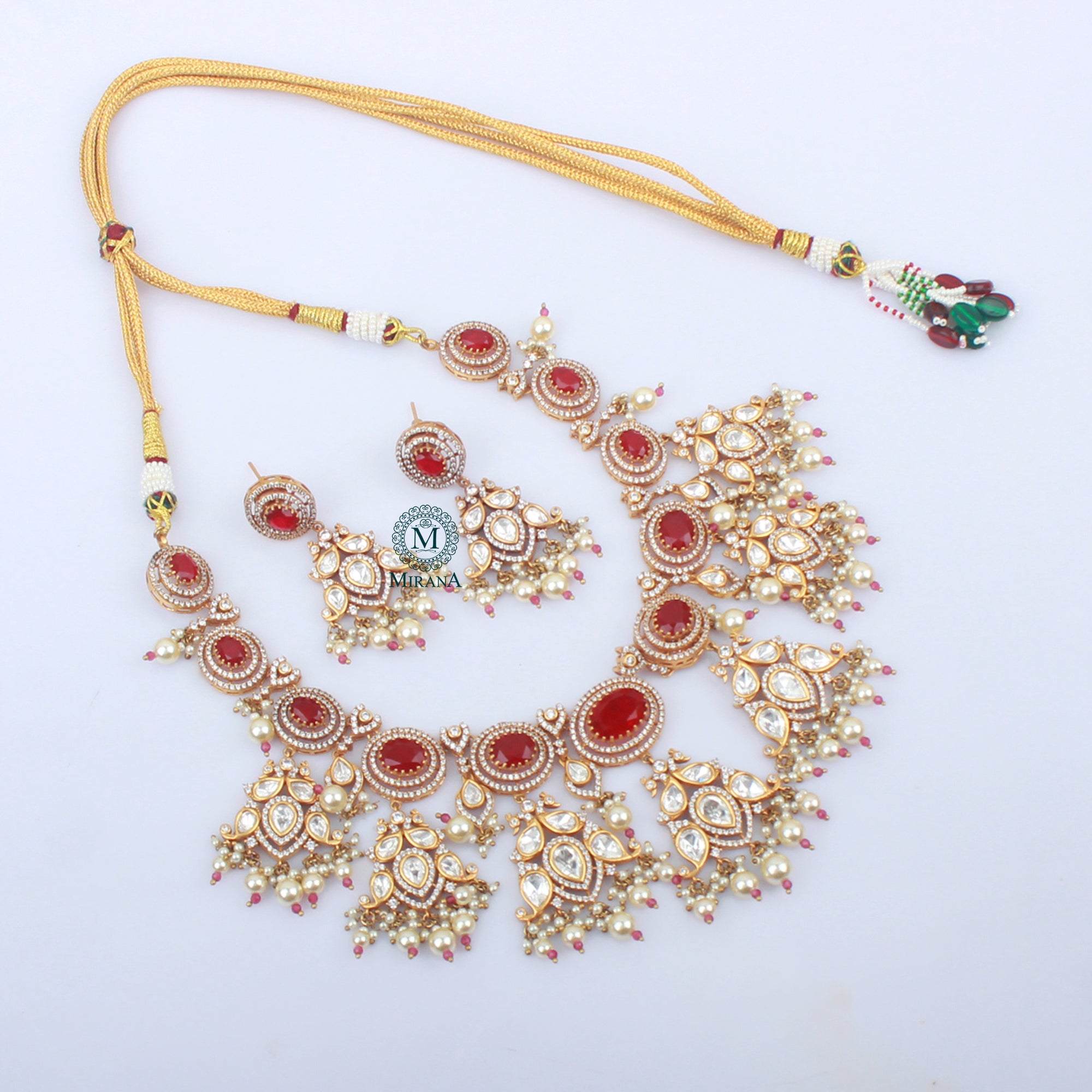 Sundari Ruby Polki Designer Necklace Set