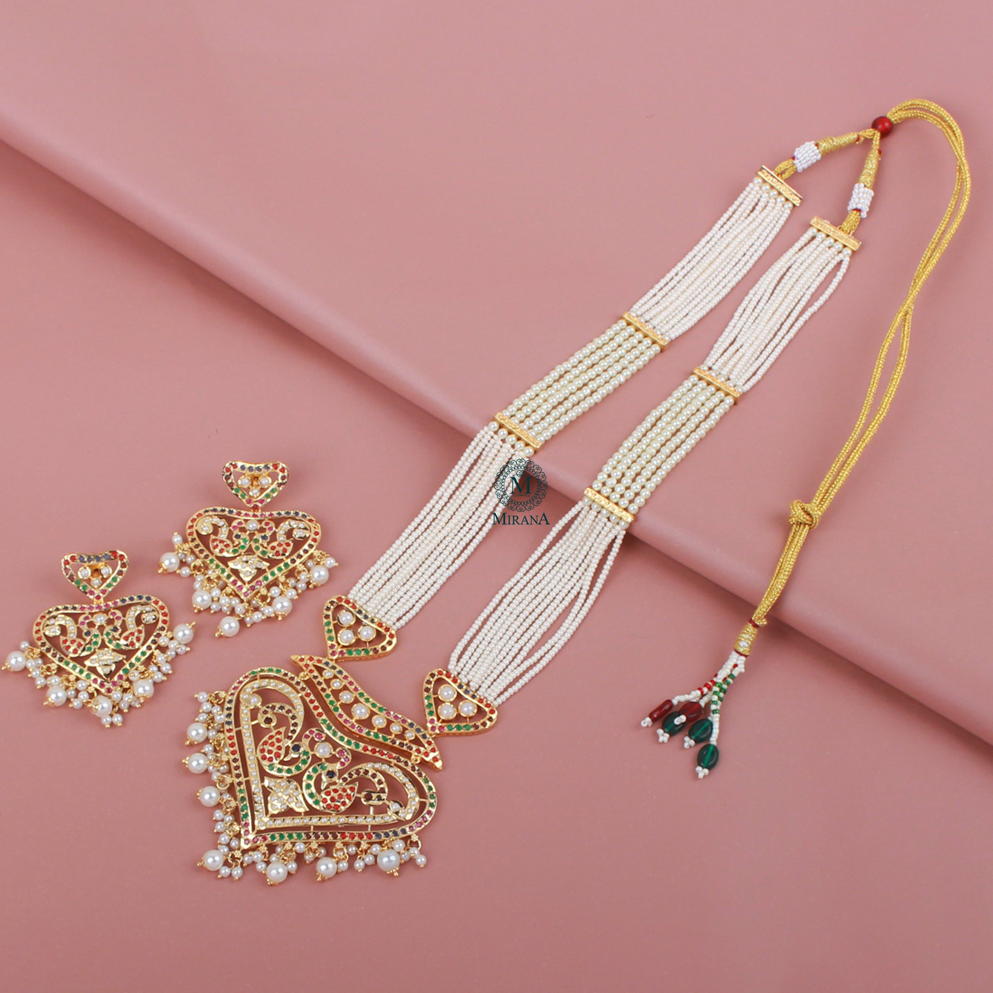 Leena Jadau Designer Long Necklace Set