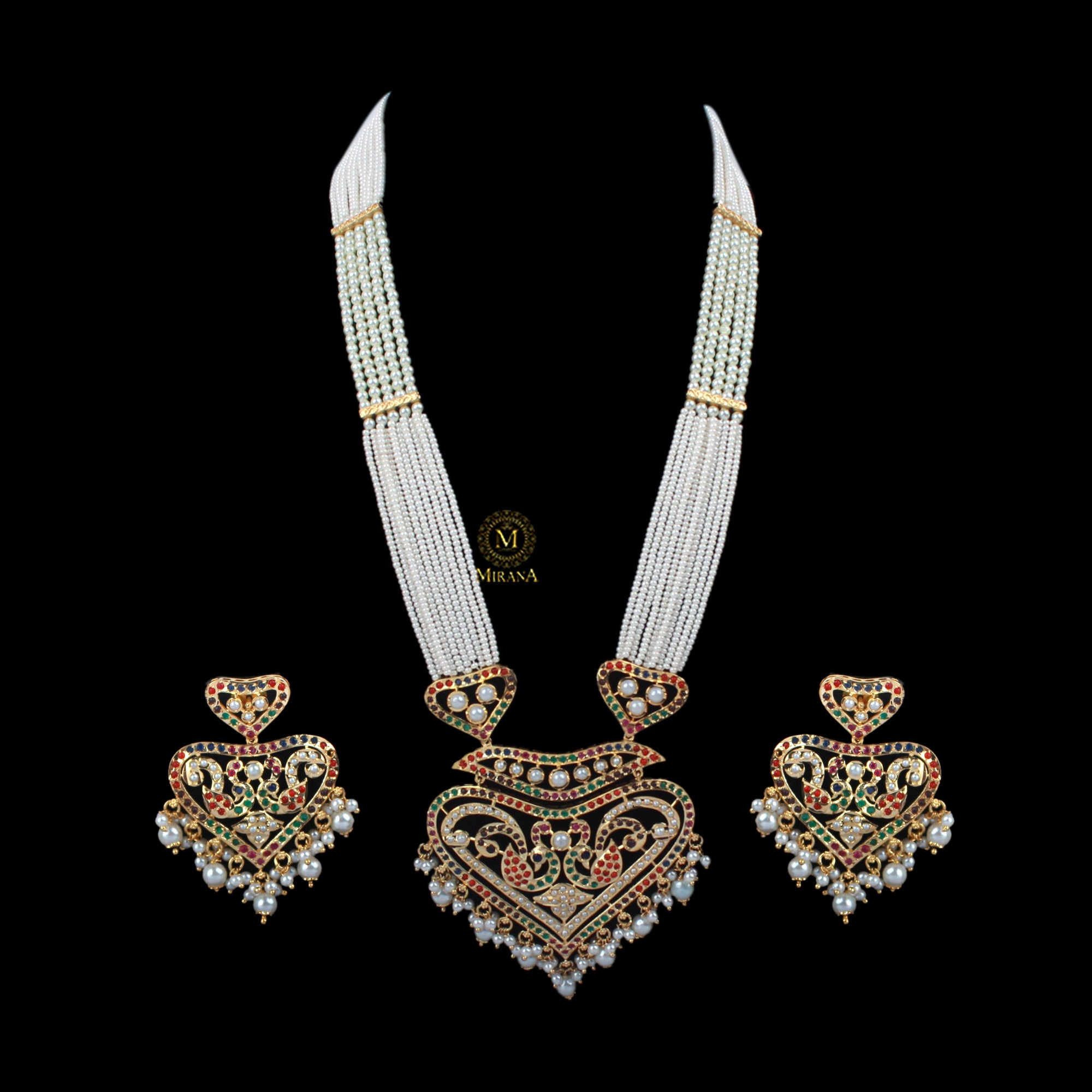 Leena Jadau Designer Long Necklace Set
