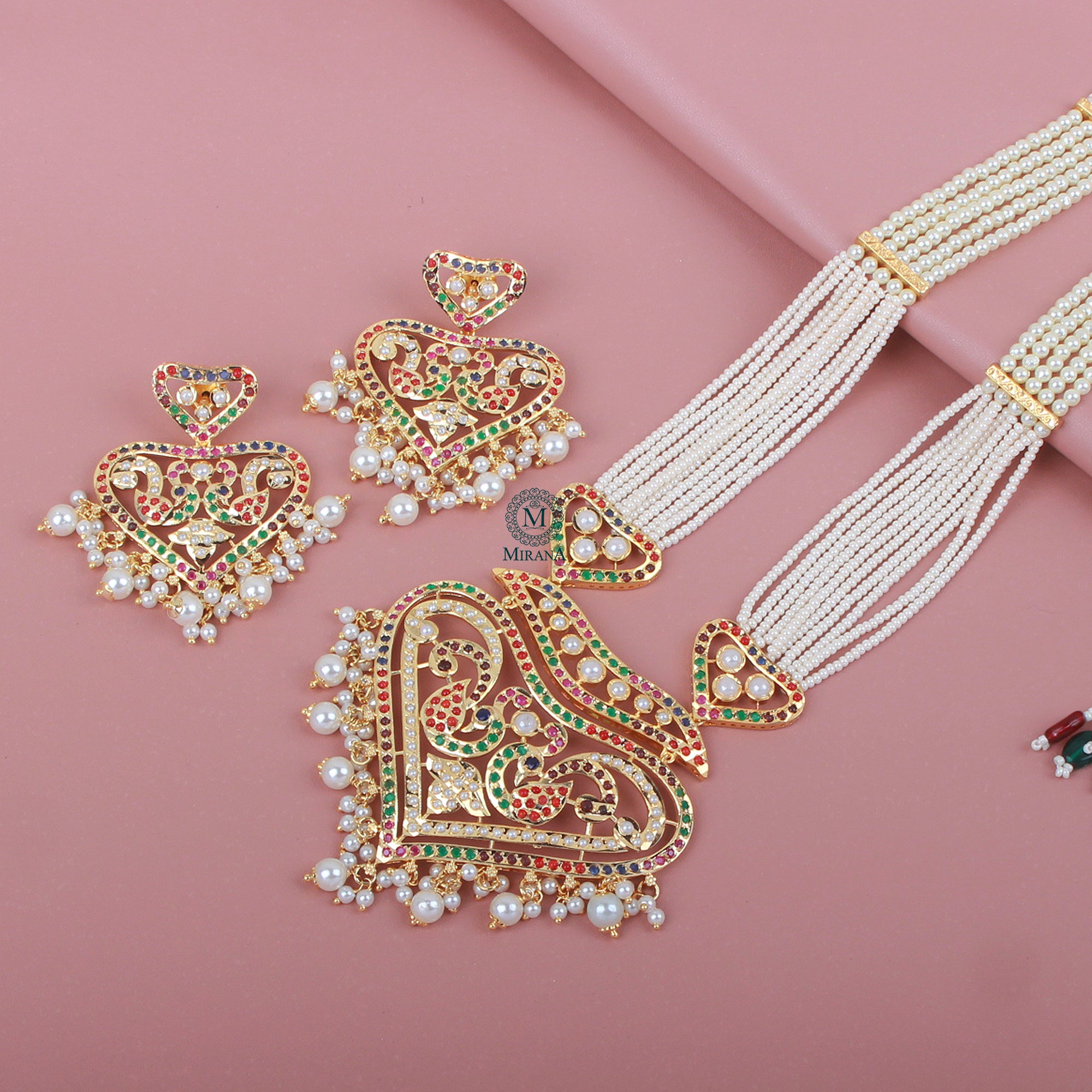 Leena Jadau Designer Long Necklace Set