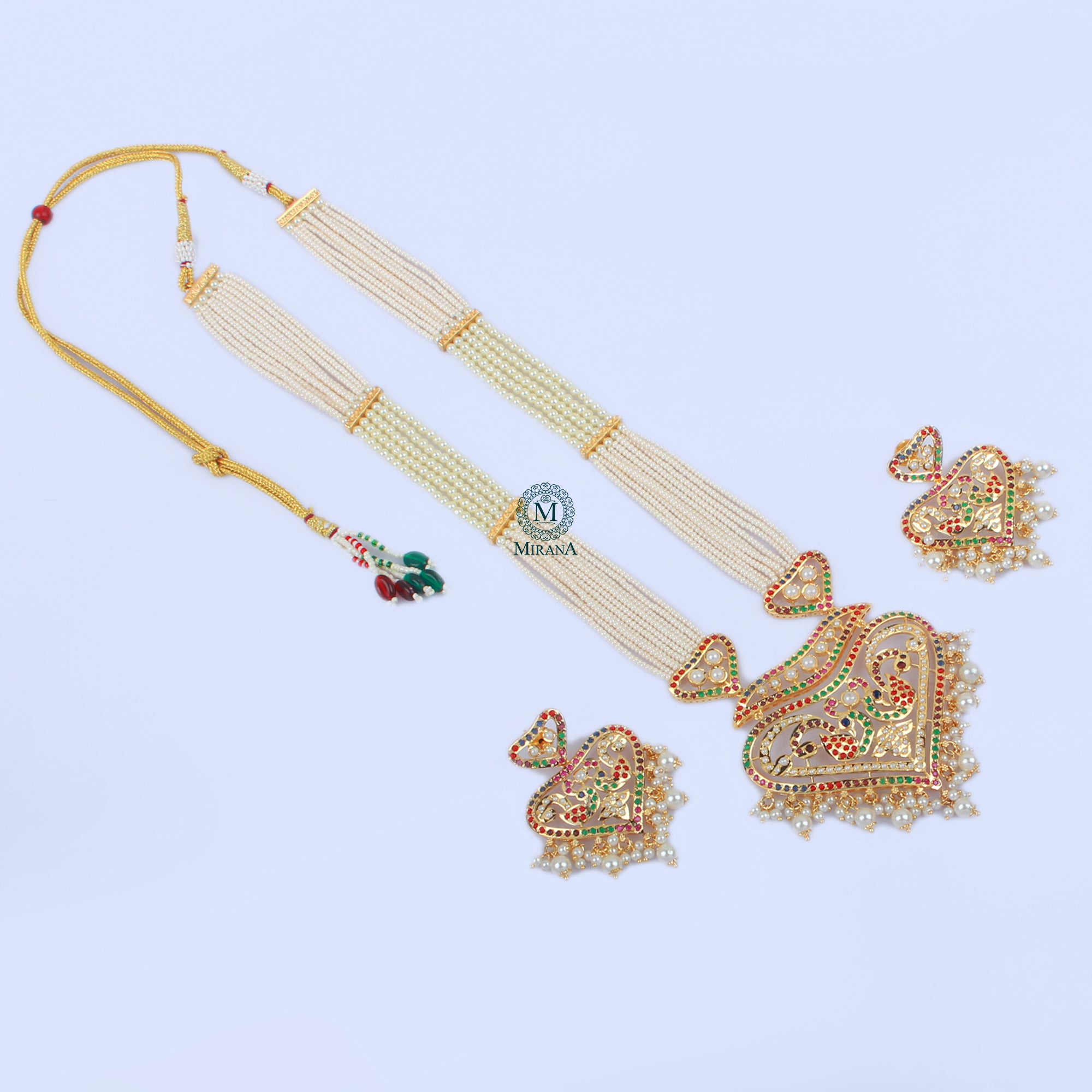 Leena Jadau Designer Long Necklace Set