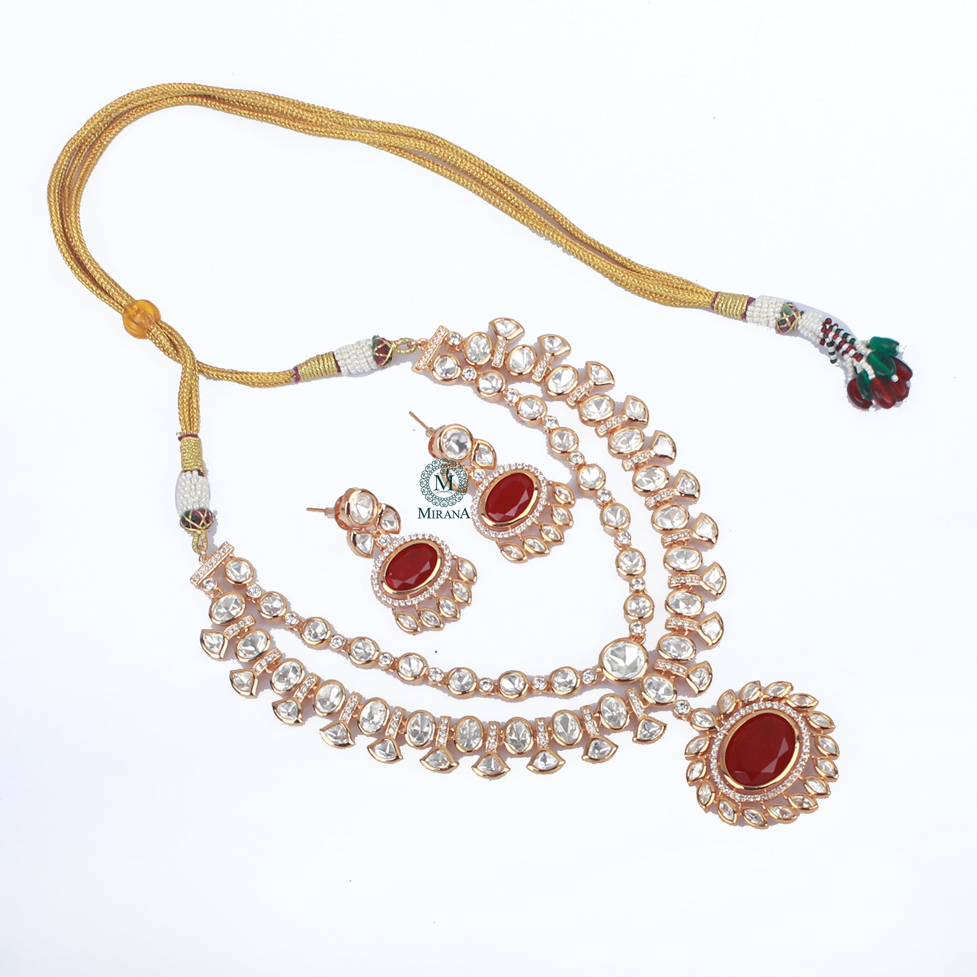 Taara Ruby Double Layered Polki Necklace Set