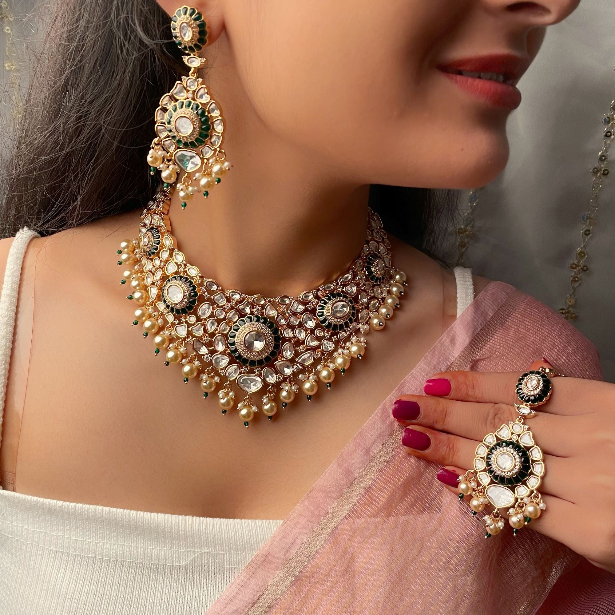 Saani Polki Bridal Designer Necklace Set