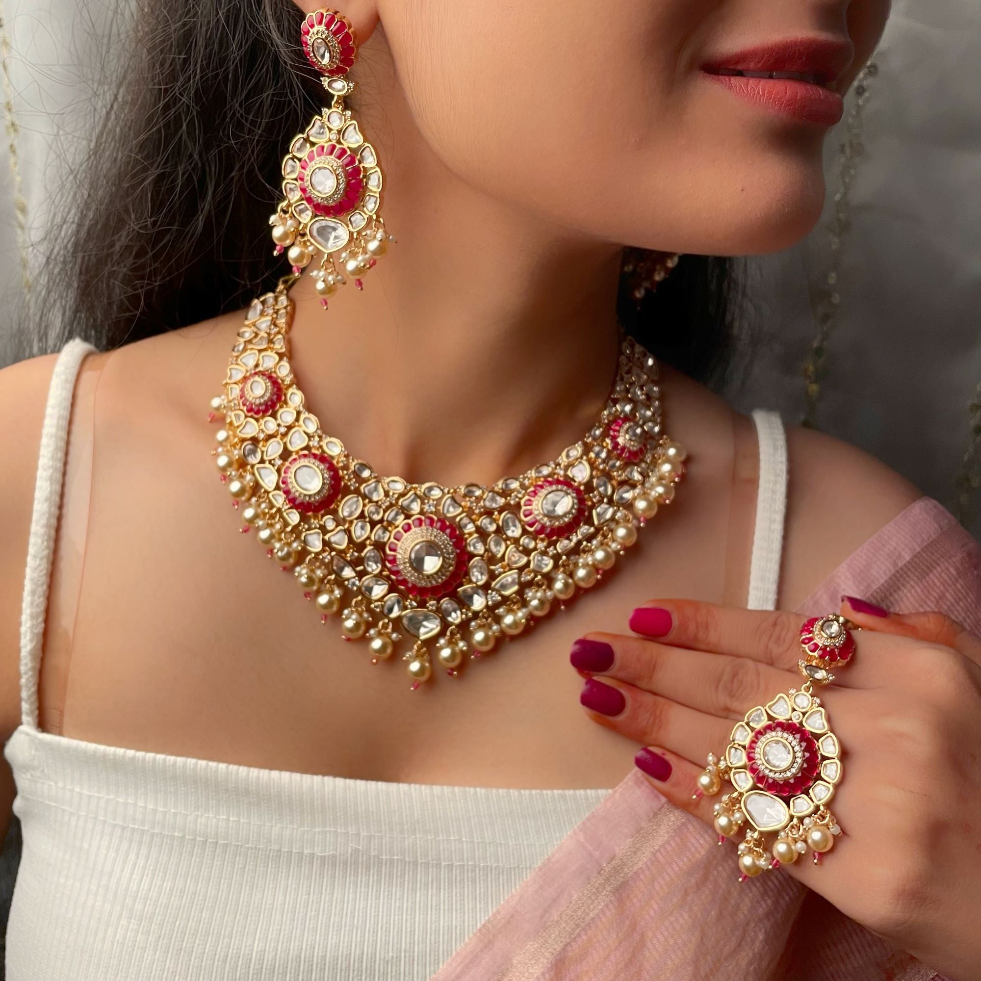 Saani Polki Bridal Designer Necklace Set